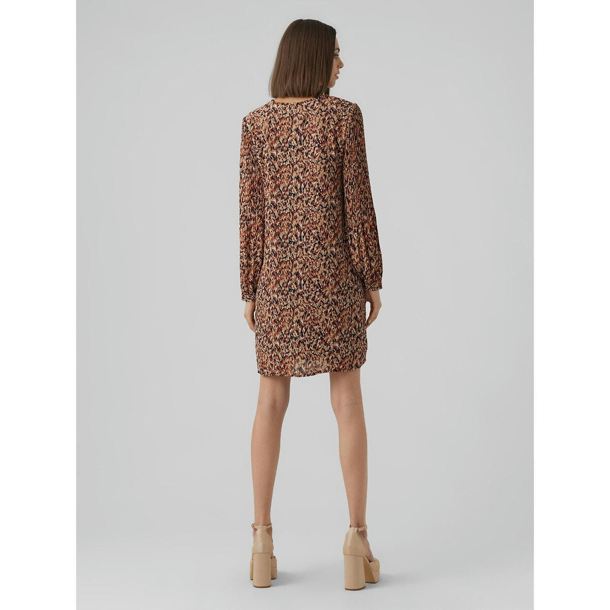 Robe courte imprimée, col V