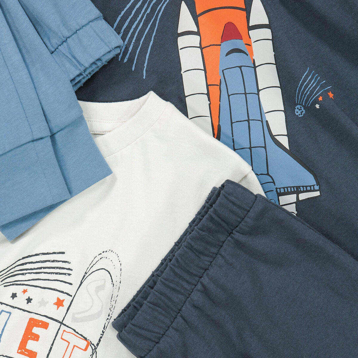 Lot de 2 pyjamas, motifs fusée et textes
