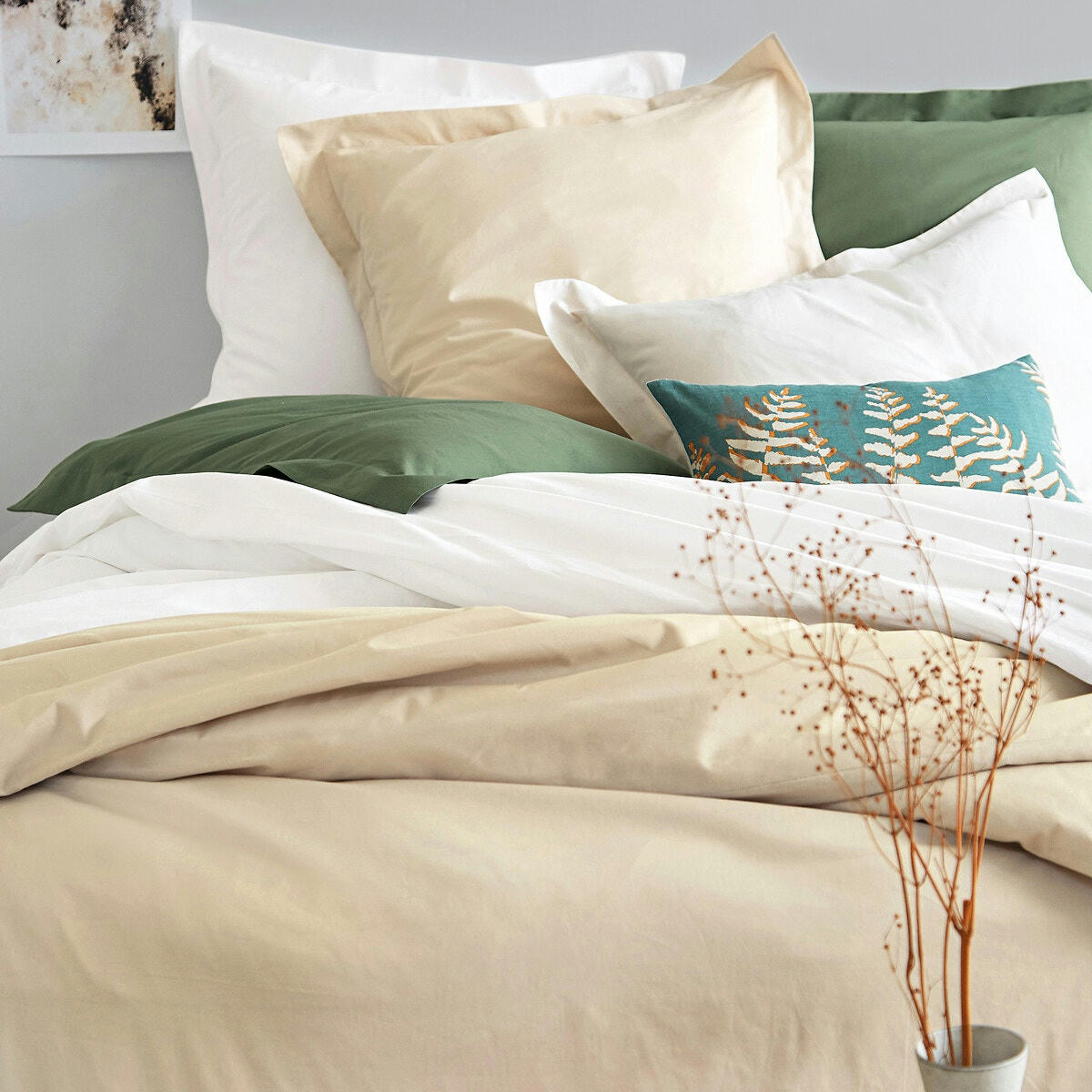 Taie d'oreiller unie percale de coton bio Scenario