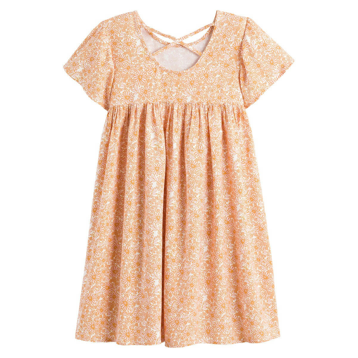 Robe fluide à manches courtes, imprimé fleurs