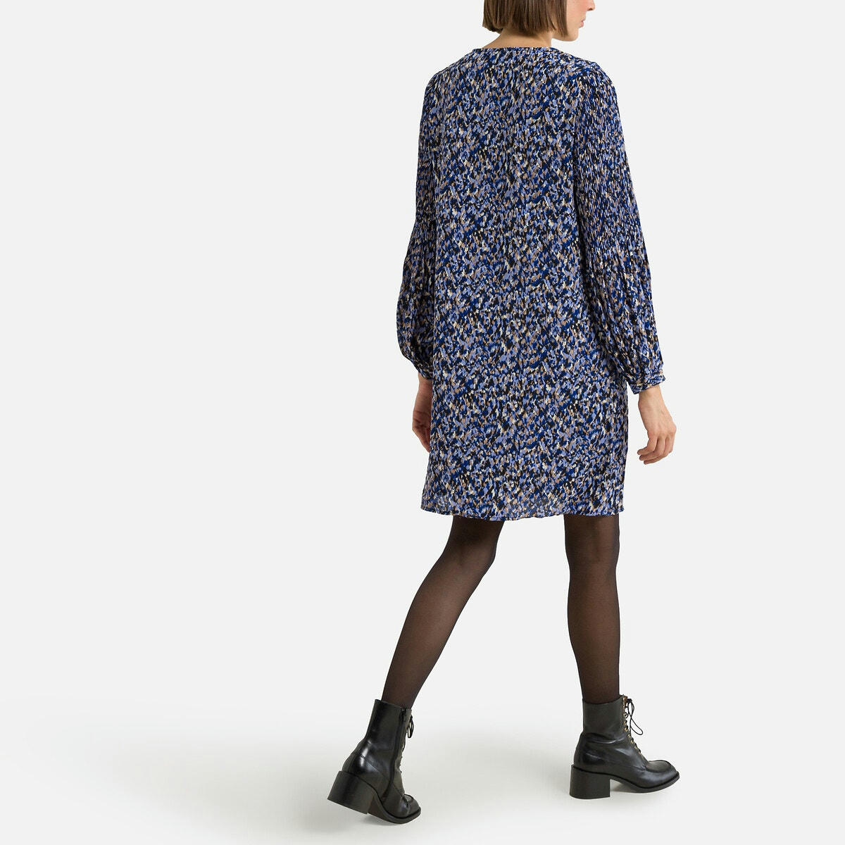 Robe courte imprimée, col V