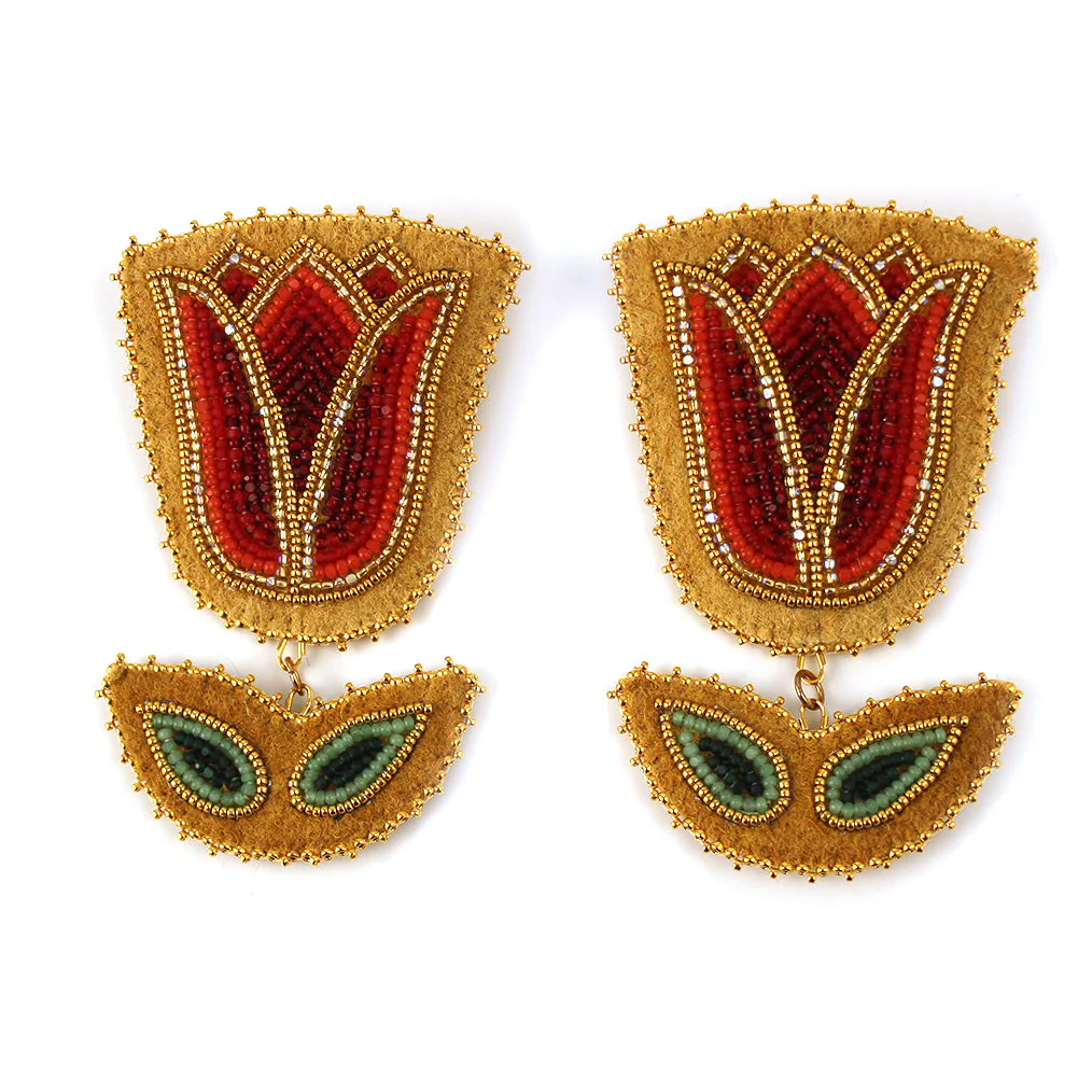 Megan Guimond Red Tulip Earrings