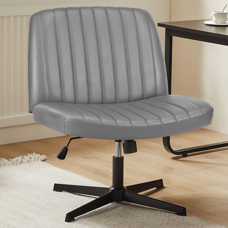 Sweet Furniture Criss Cross Chair - Armless Desk Chair No Wheels Cross Legged Office Chair Wide Swivel Home Office Desk Chairs,Christmas Present Gift