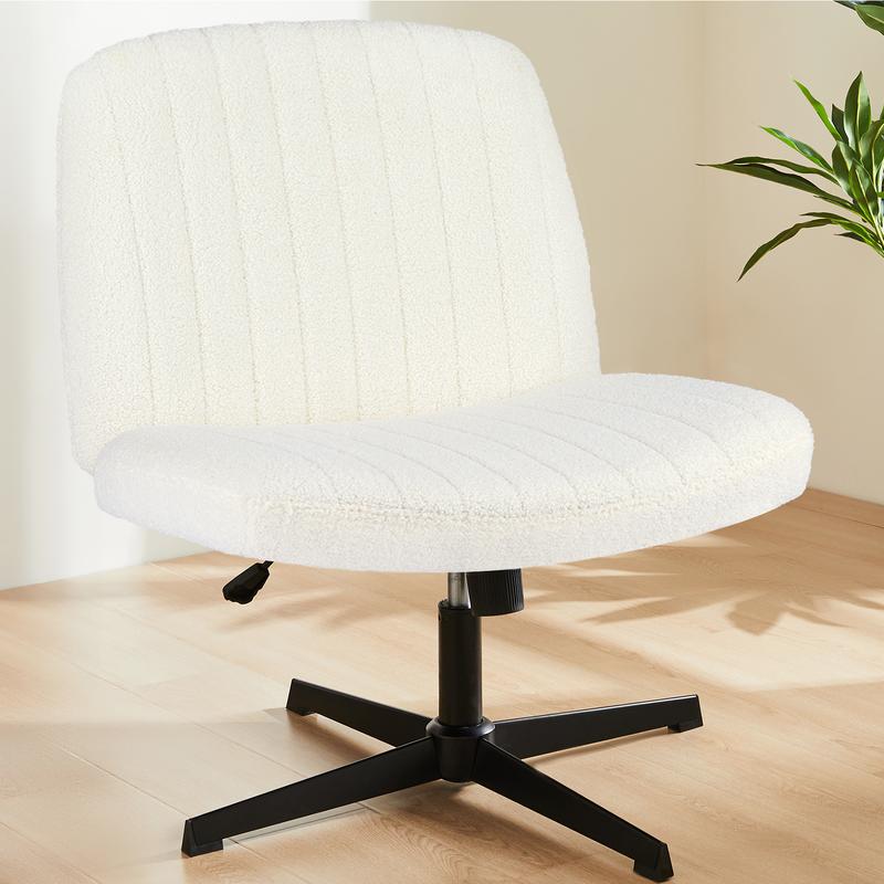 Sweet Furniture Criss Cross Chair - Armless Desk Chair No Wheels Cross Legged Office Chair Wide Swivel Home Office Desk Chairs,Christmas Present Gift