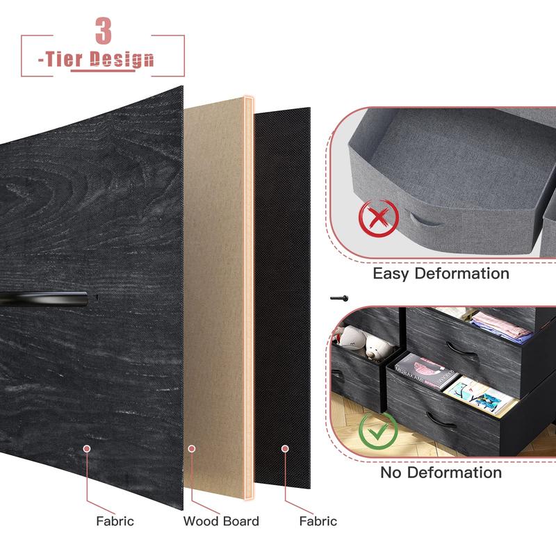 RaybeeFurniture 16 Drawer Dresser-Tall Fabric Storage Cabinet with Wooden Top & Metal Frame, Perfect Home Storage Organizer for Bedroom, Closet, Living Room, Entryway