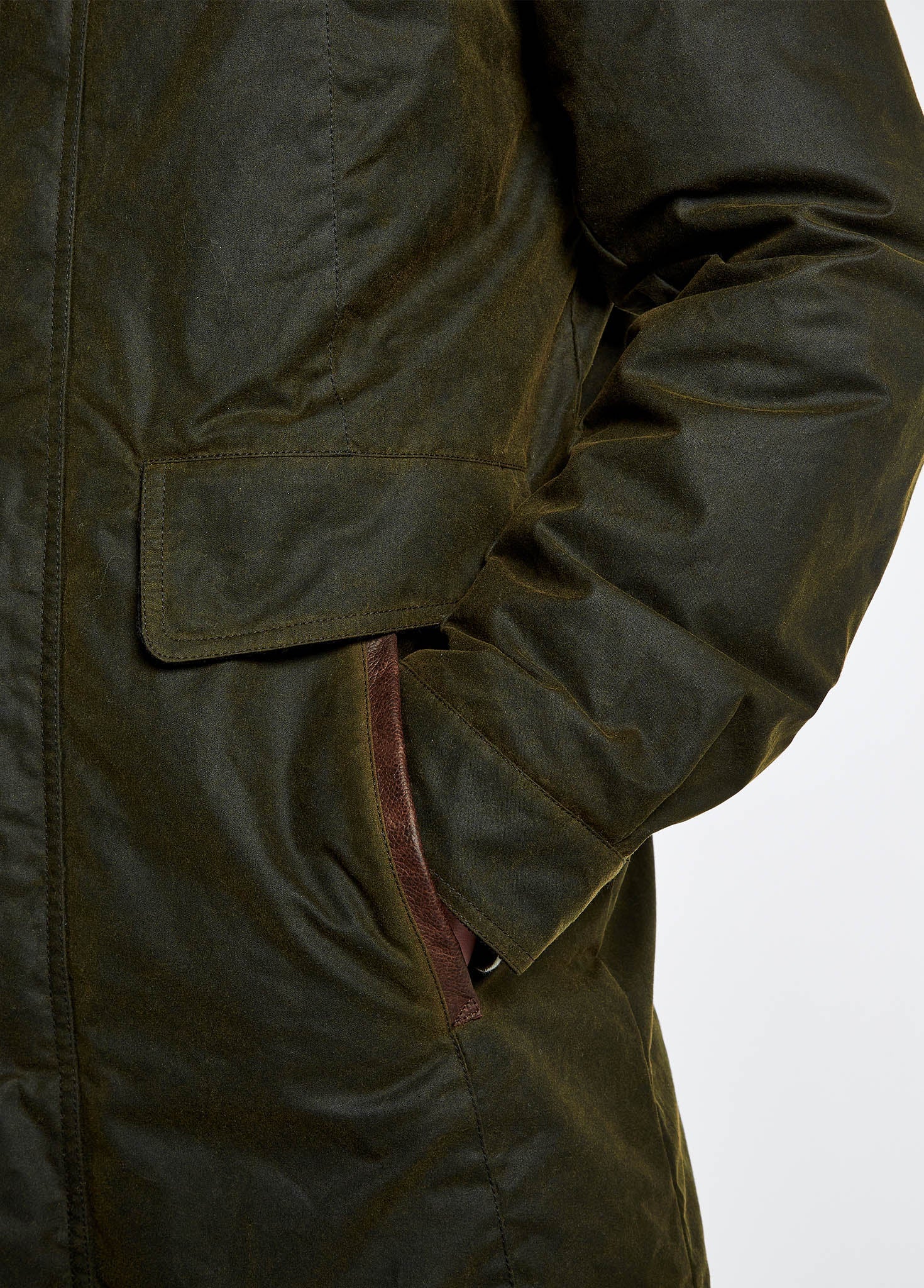 Chalkhill Men's Long Waxed Jacket - Olive