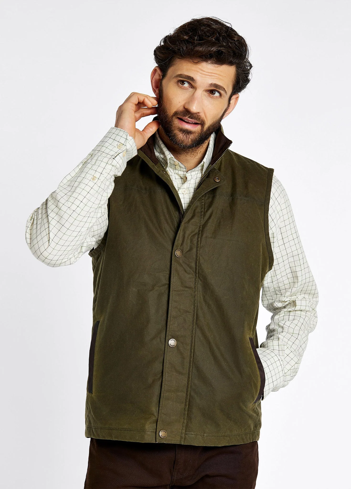Mayfly Men's Waxed Cotton Vest - Fennel