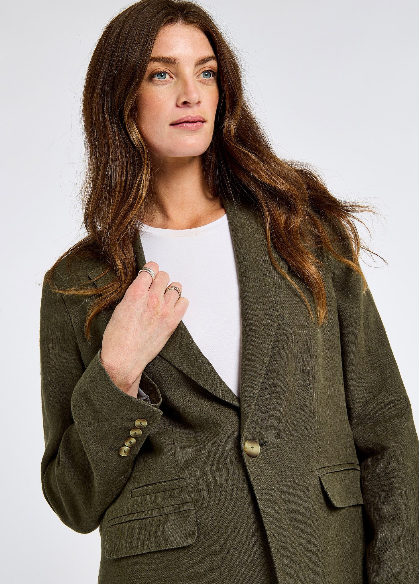 Avonlea Ladies' tailored linen jacket - Khaki