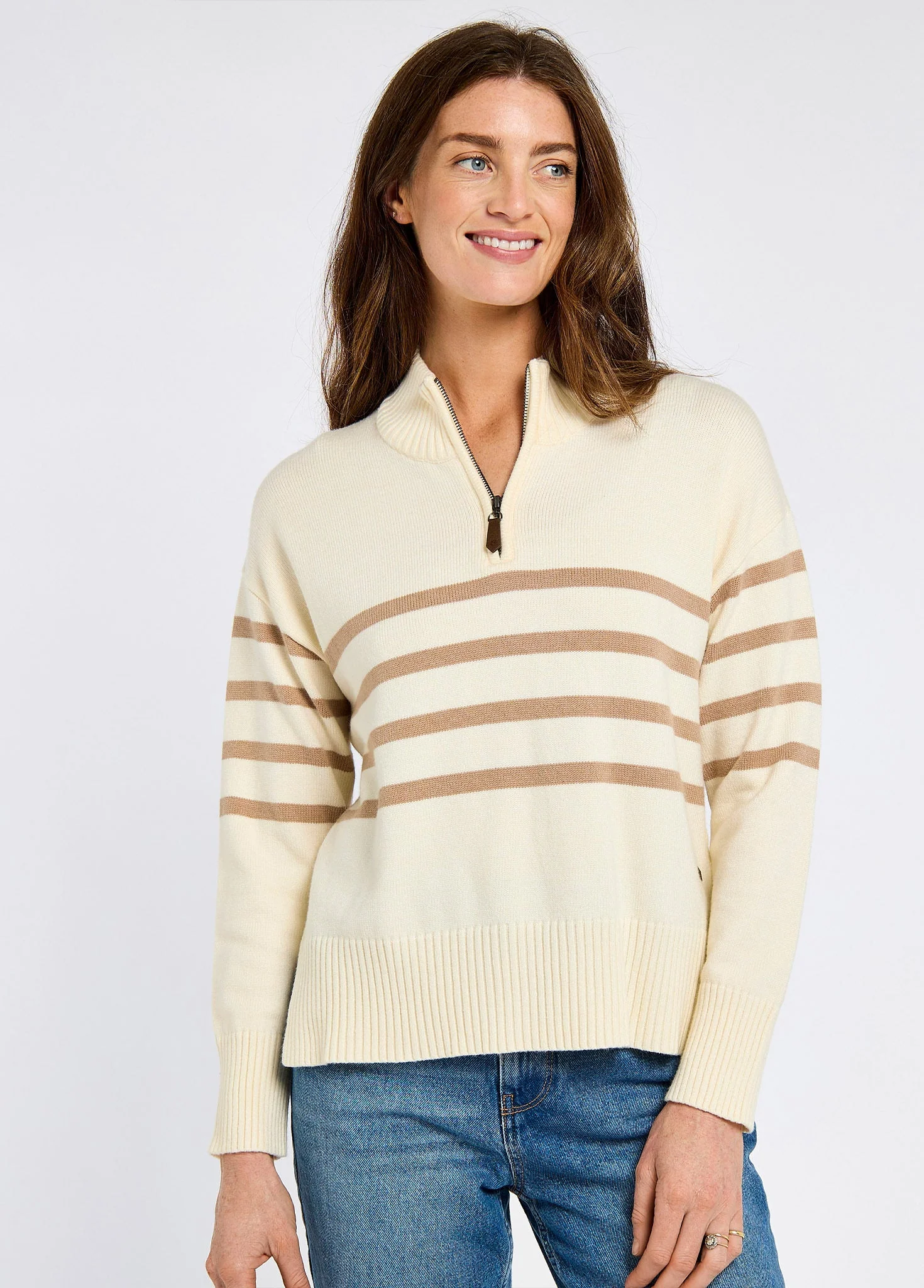Fonthill Women's zip neck sweater- oyster