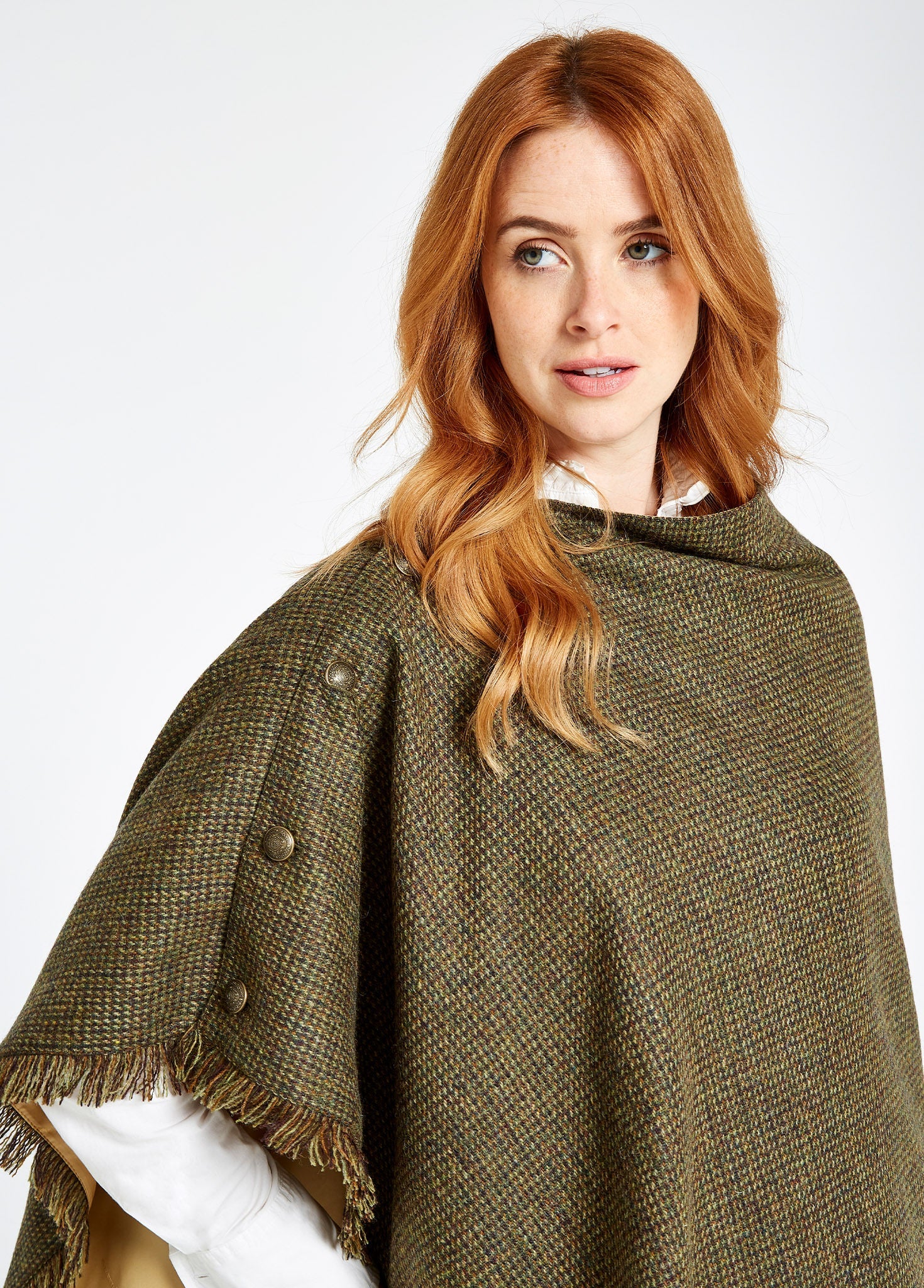 Hazelwood Tweed Poncho - Heath
