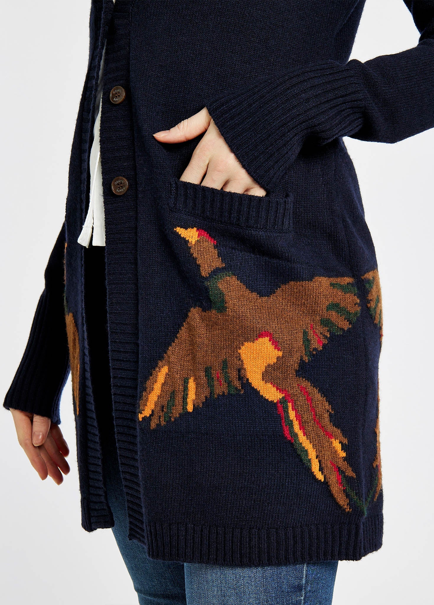 Dromore Pheasant Cardigan - Navy