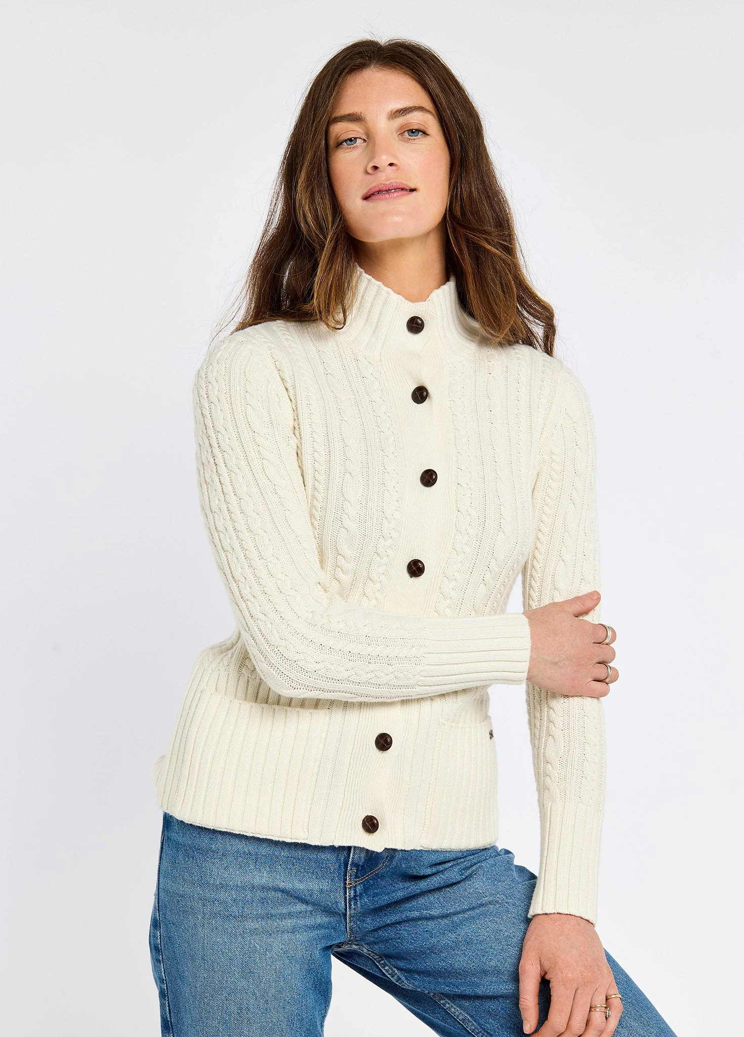 Ardrahan Ladies' fisherman cardigan - Oyster