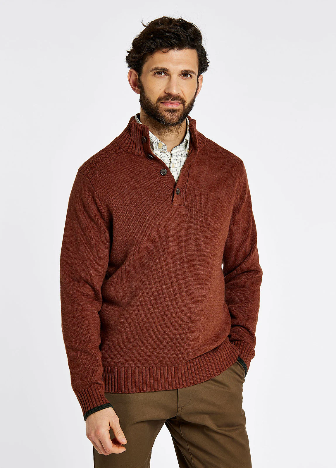 Parkplace Men's Button Neck Sweater - Russett - Sample