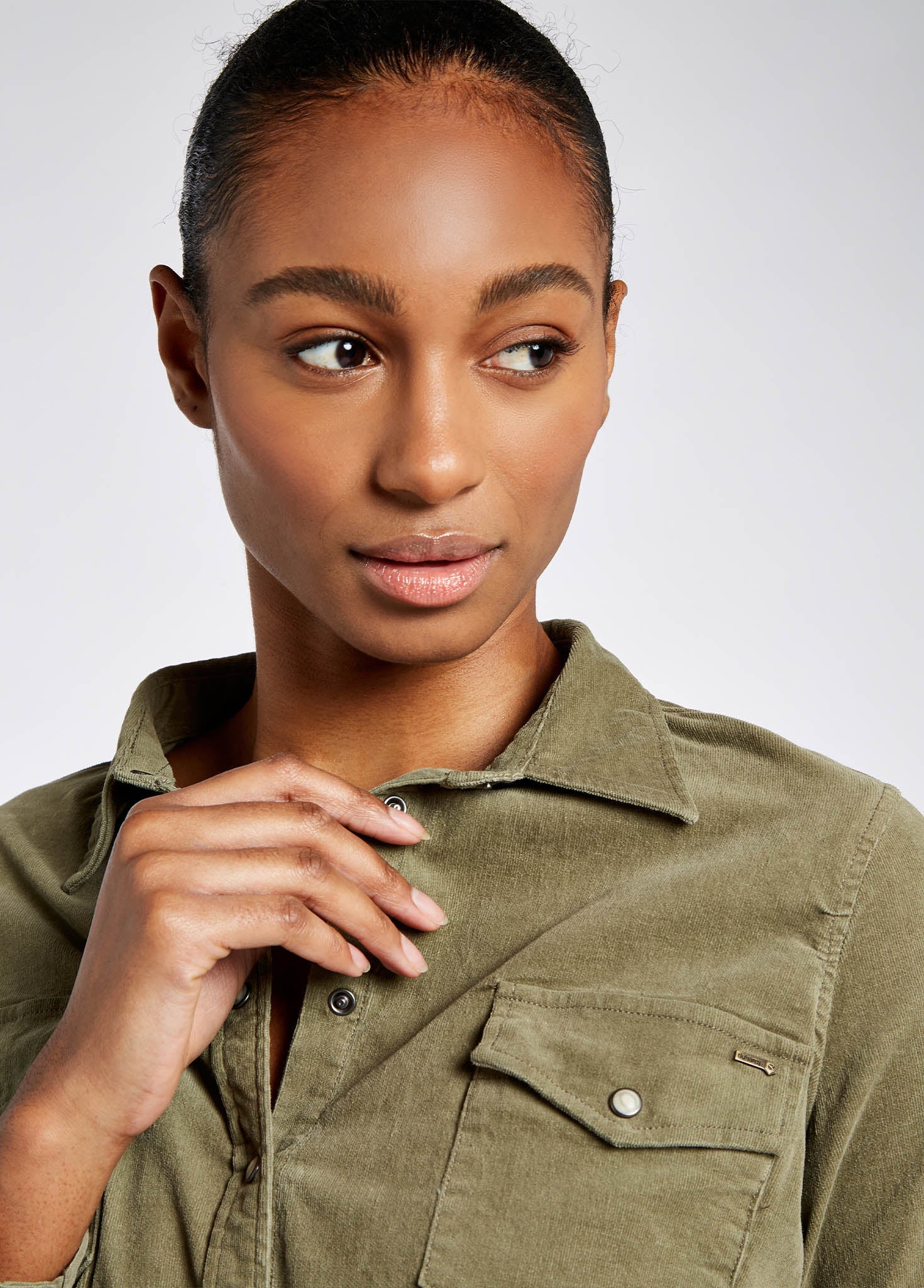 Angelica Pincord Shirt - Dusky Green