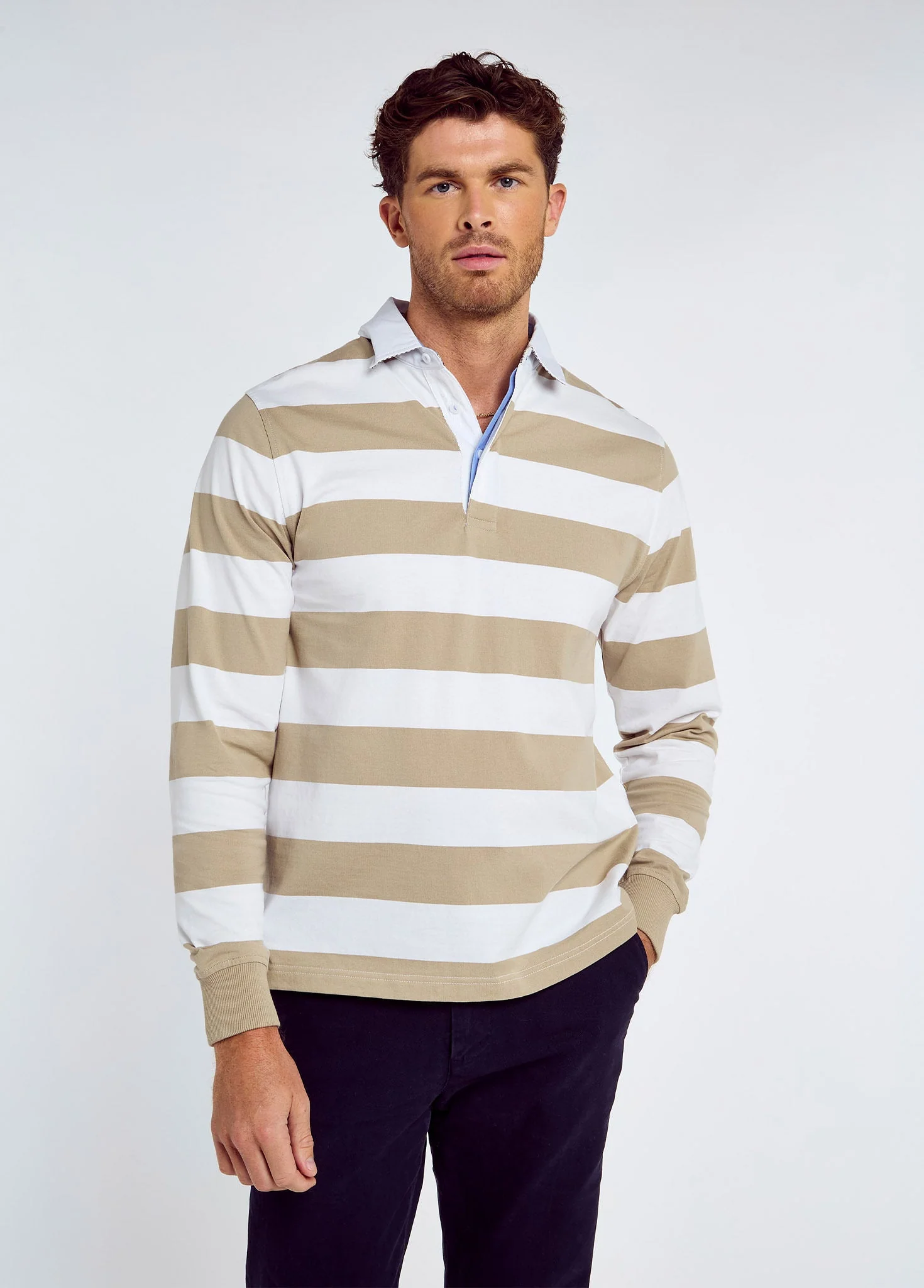 Goresbridge Men's Rugby top - Sand Multi