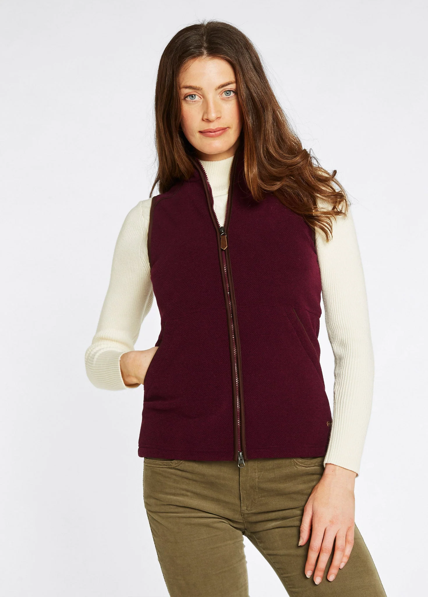 Carbury Ladies' Fleece Vest - Ox Blood