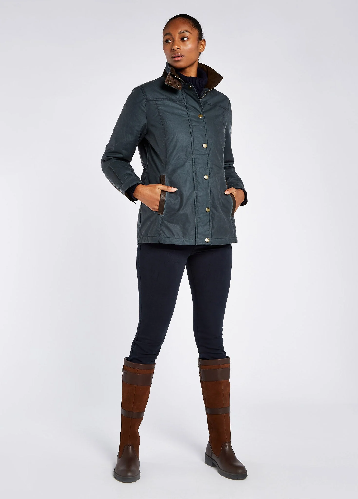 Mountrath Ladies Waxed Cotton Jacket - Dark Pebble