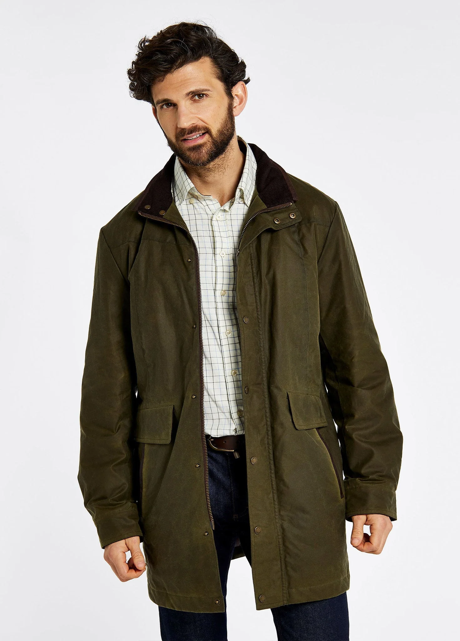 Chalkhill Men's Long Waxed Jacket - Fennel