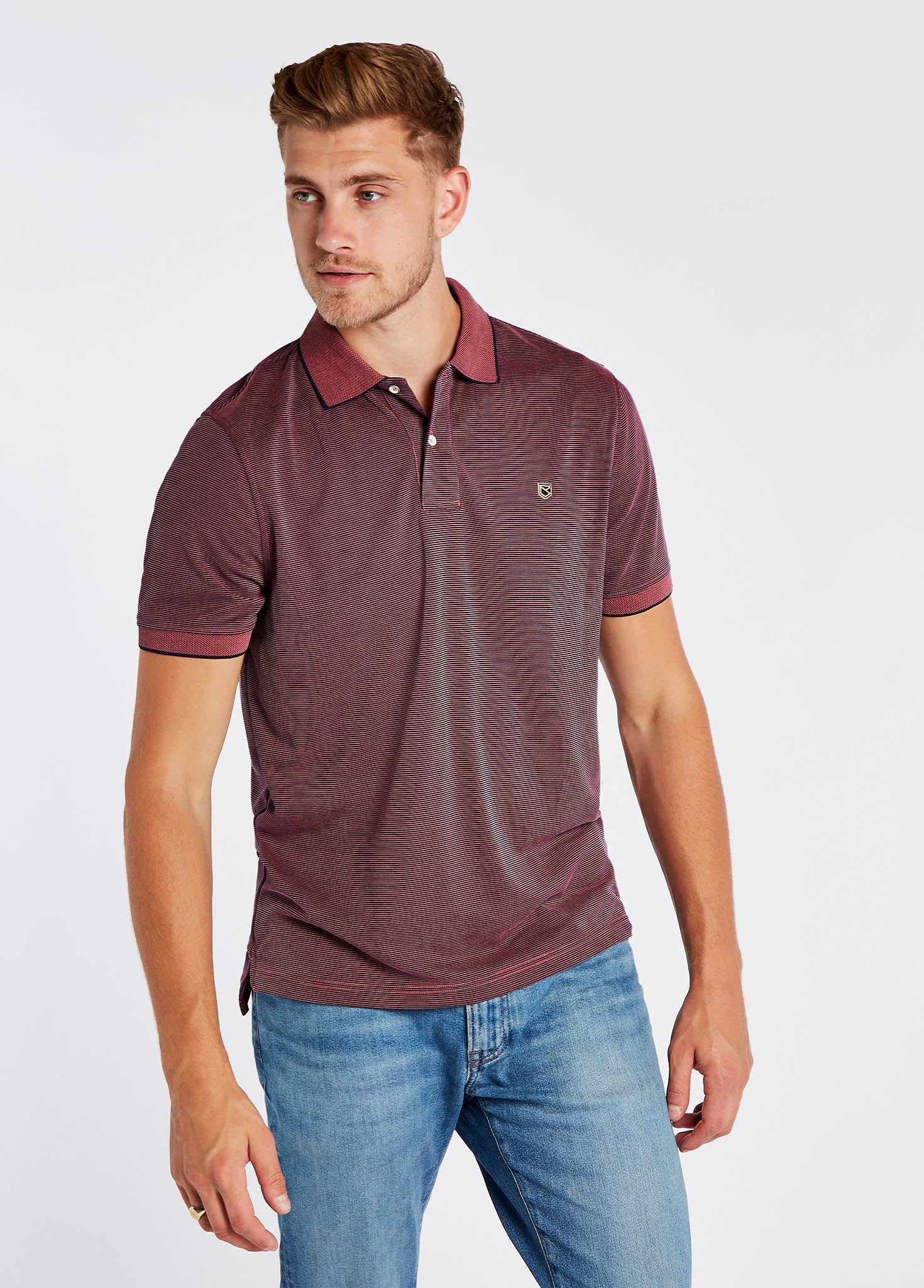 Mullaghmore Striped Polo - Ruby