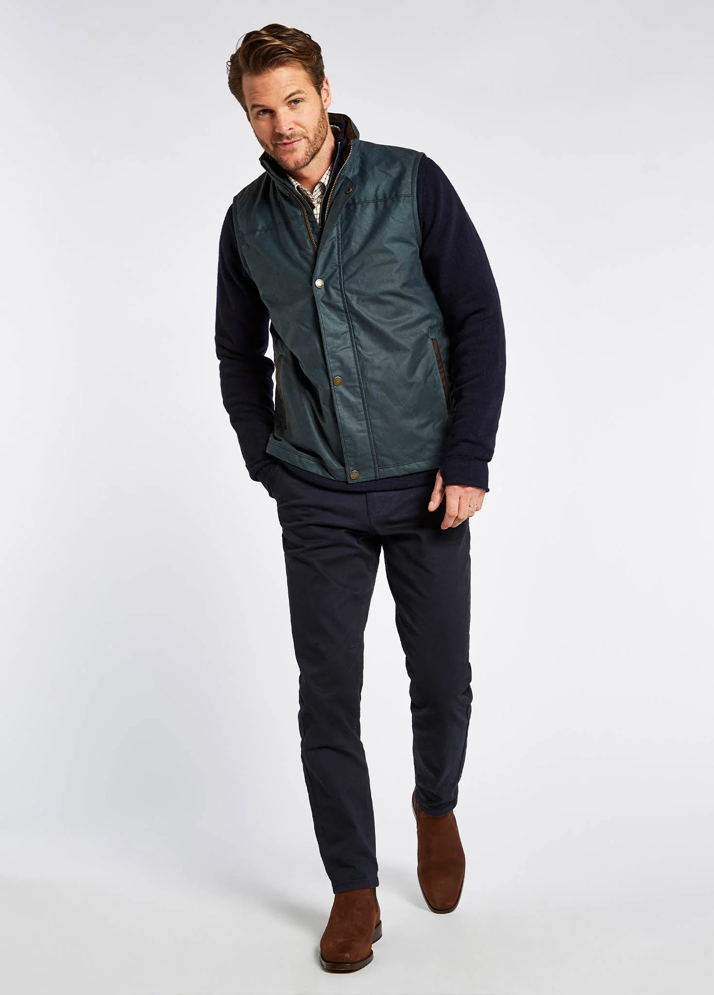 Mayfly Men's Waxed Cotton Vest - Dark Pebble