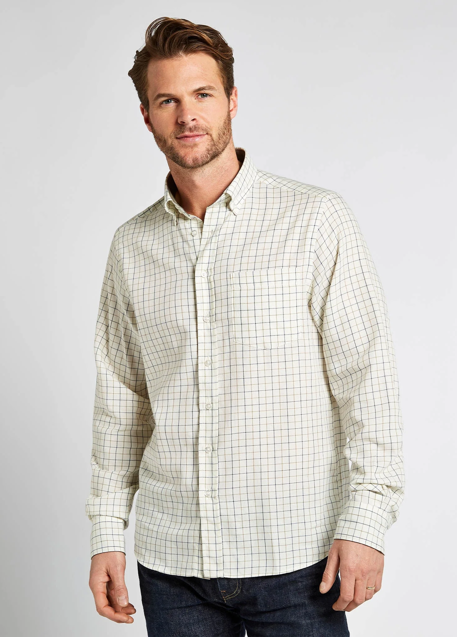 Hollymount Men's Check Shirt - Cream