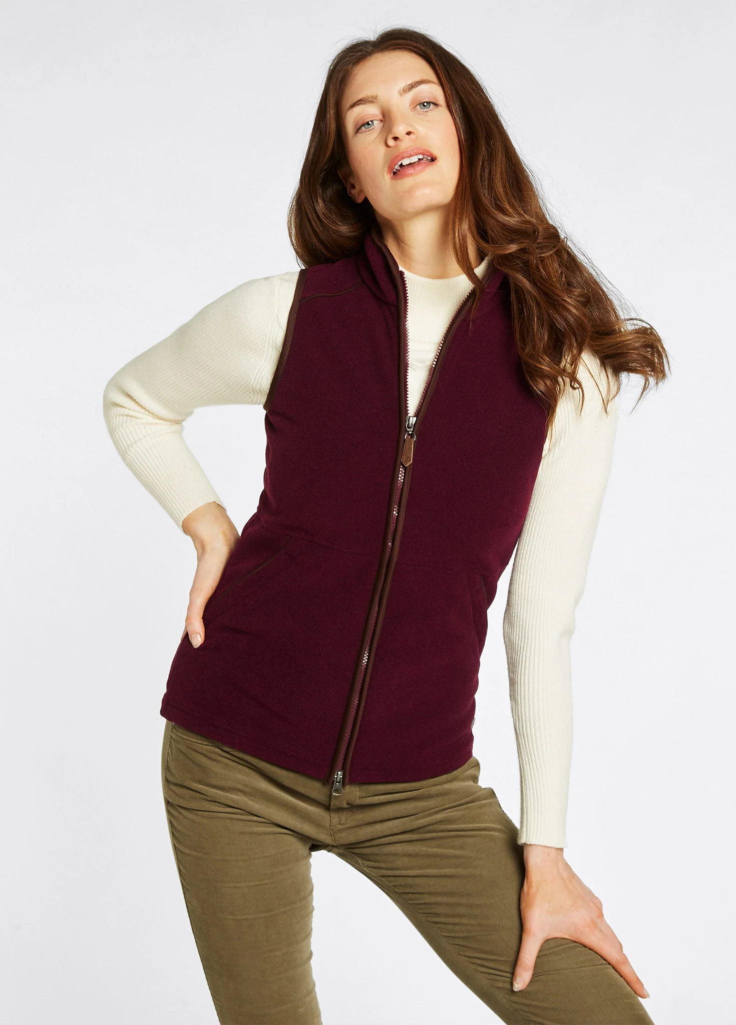 Carbury Ladies' Fleece Vest - Ox Blood