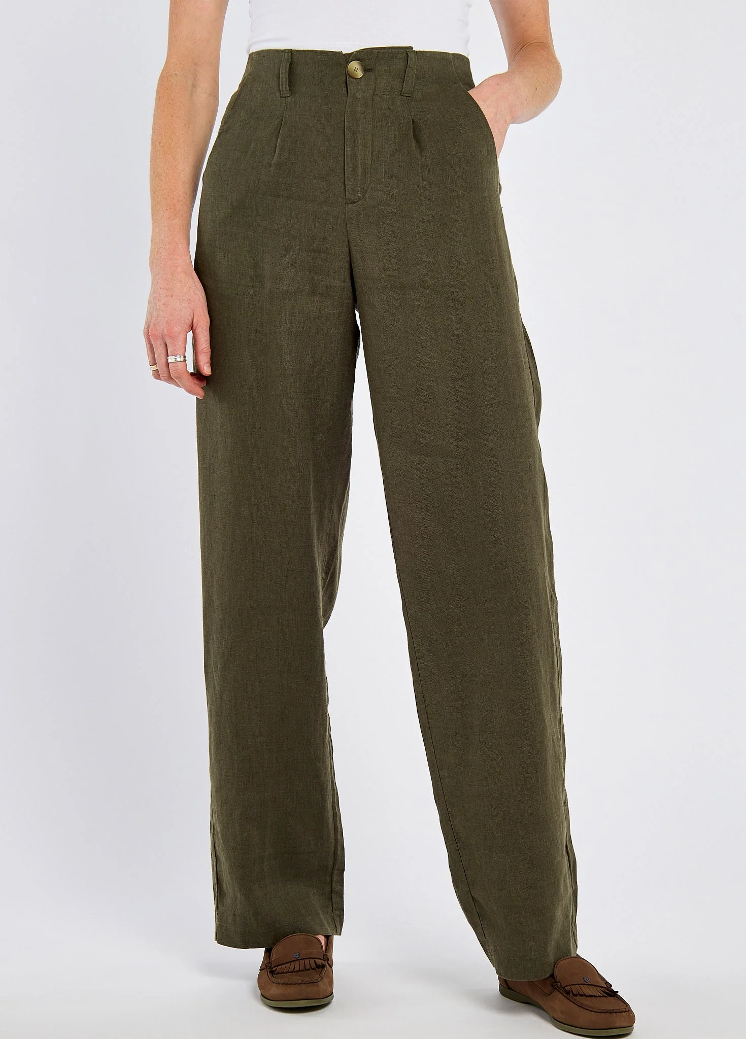 Kelby Ladies' linen trousers - Khaki