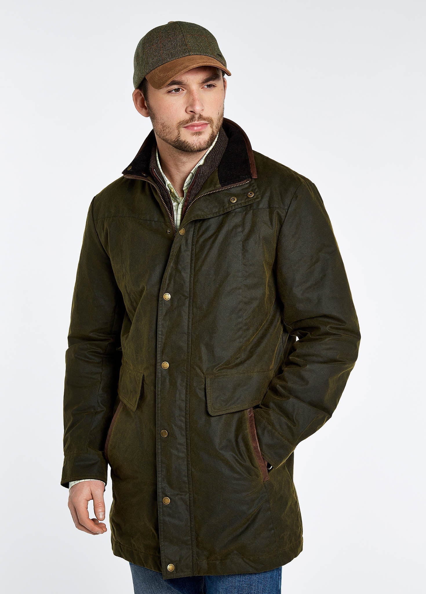 Chalkhill Men's Long Waxed Jacket - Olive