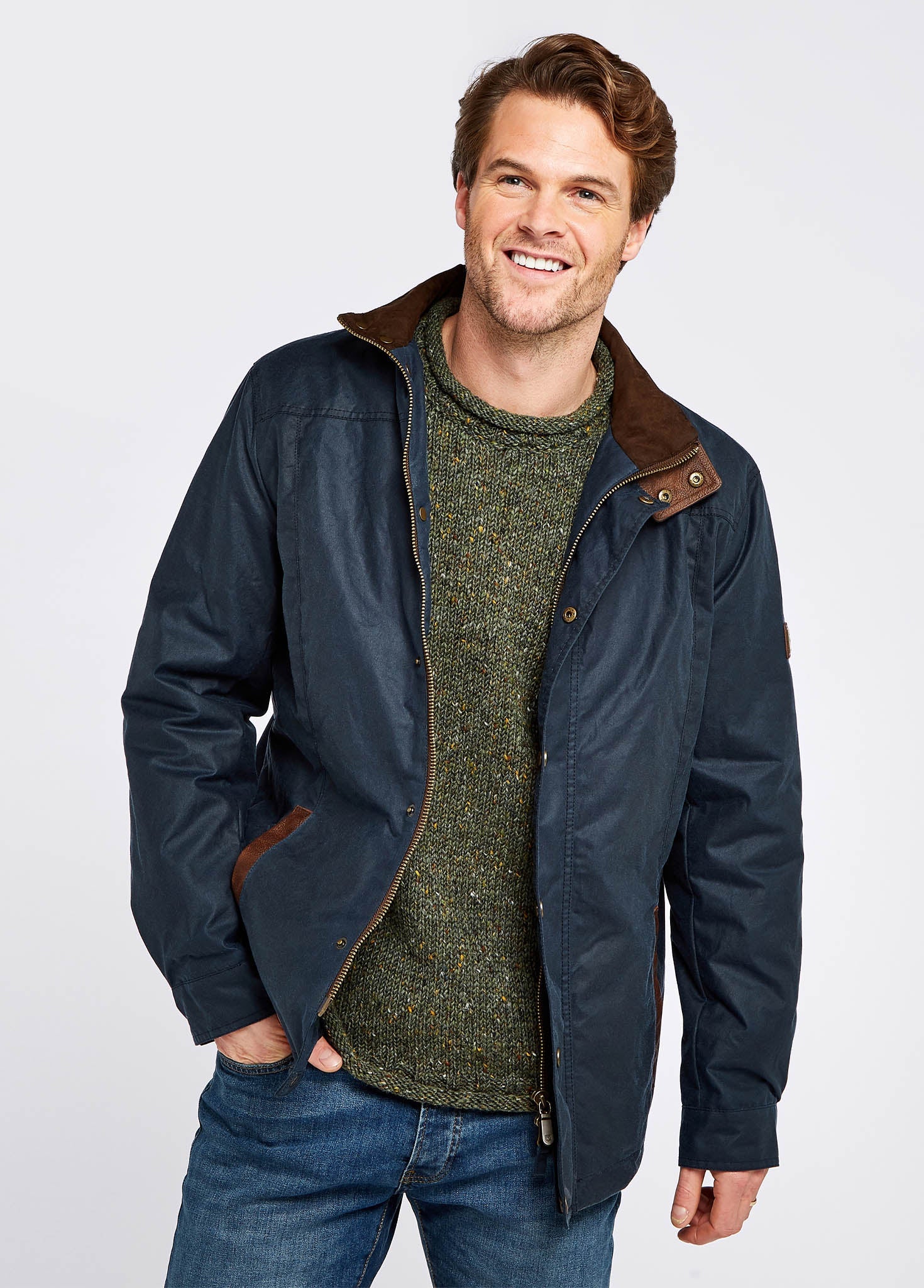 Carrickfergus Men's Waxed Cotton Jacket - Ocean Blue