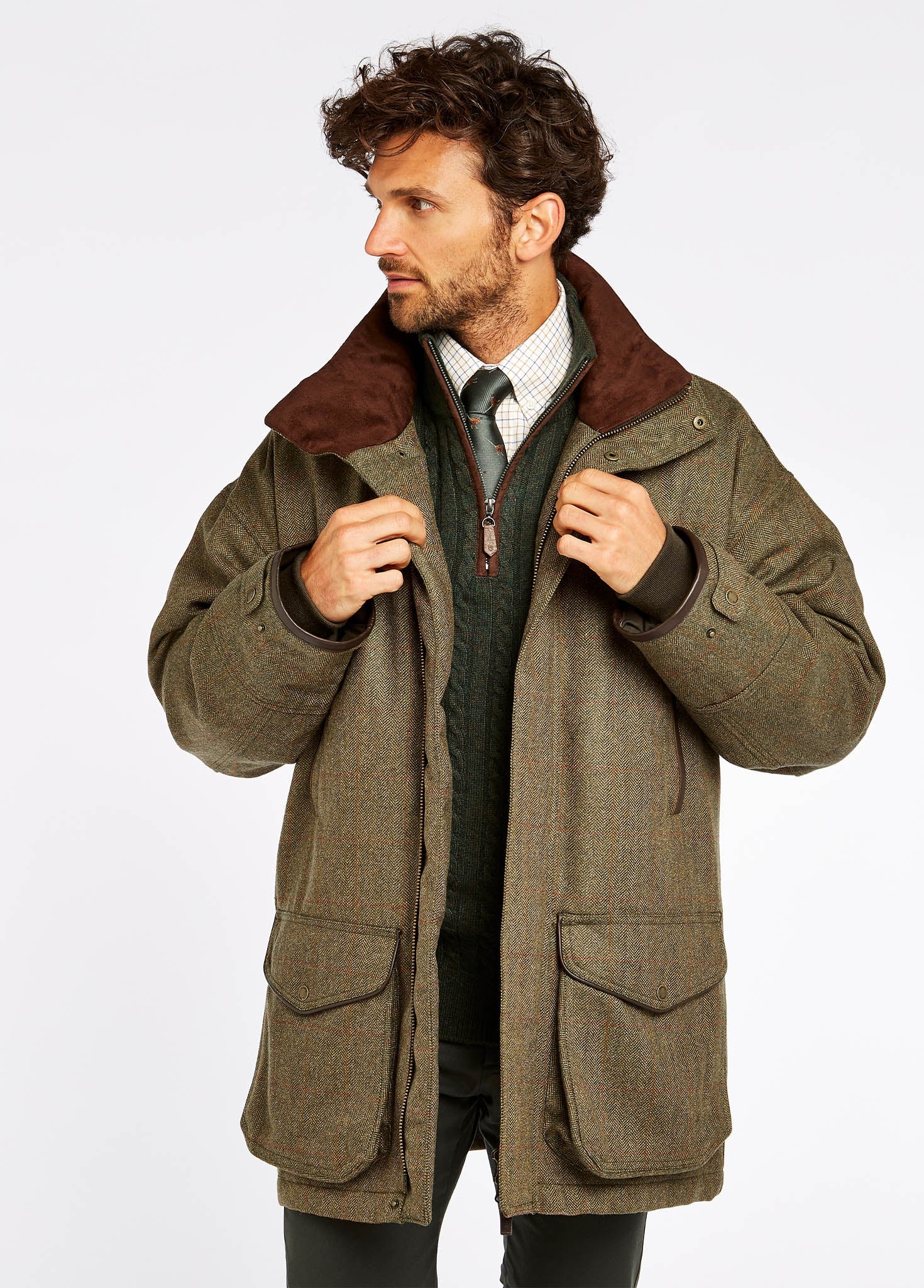 Ballinturbet Men's Tweed Shooting Jacket - Cedar