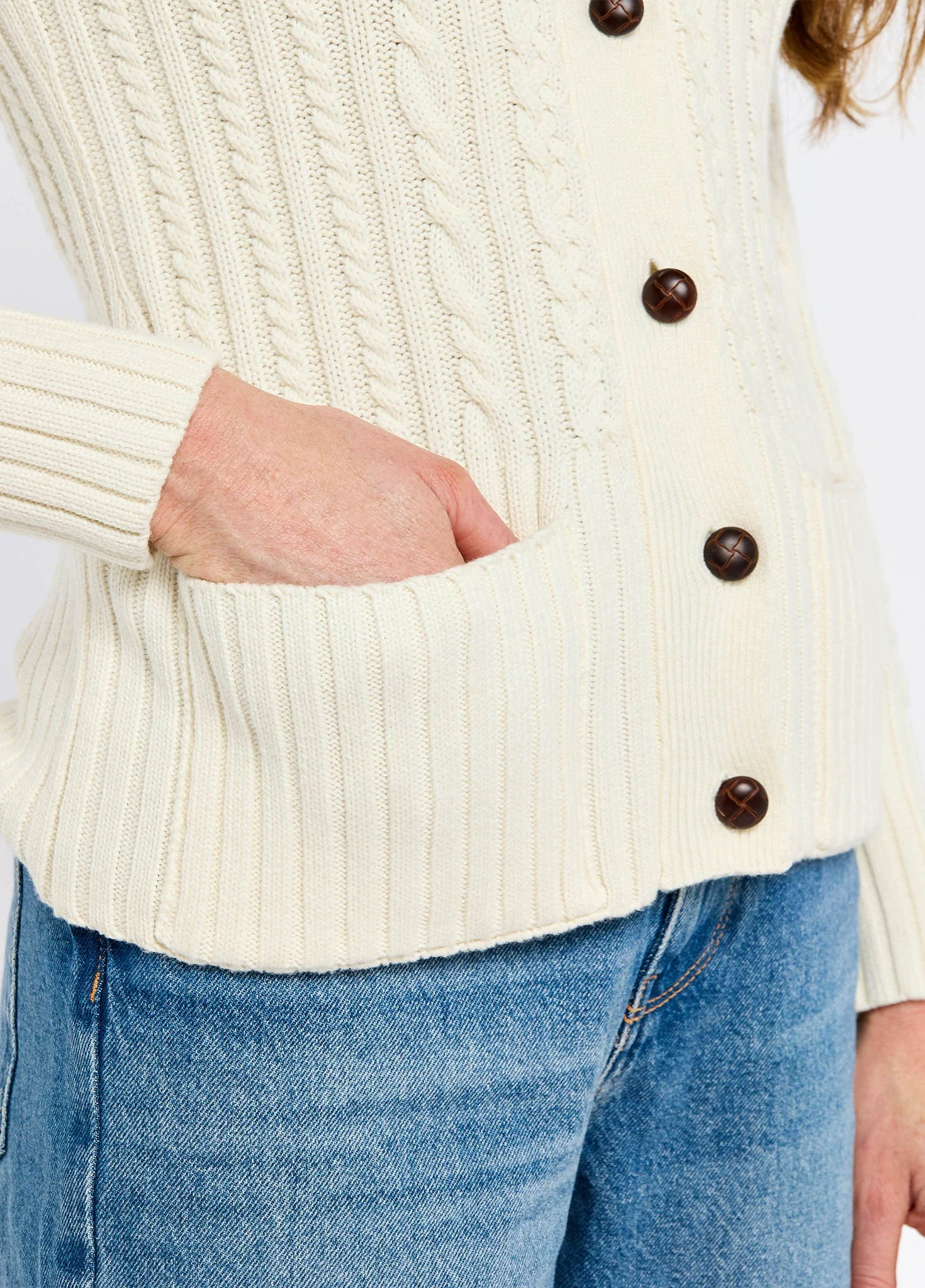 Ardrahan Ladies' fisherman cardigan - Oyster