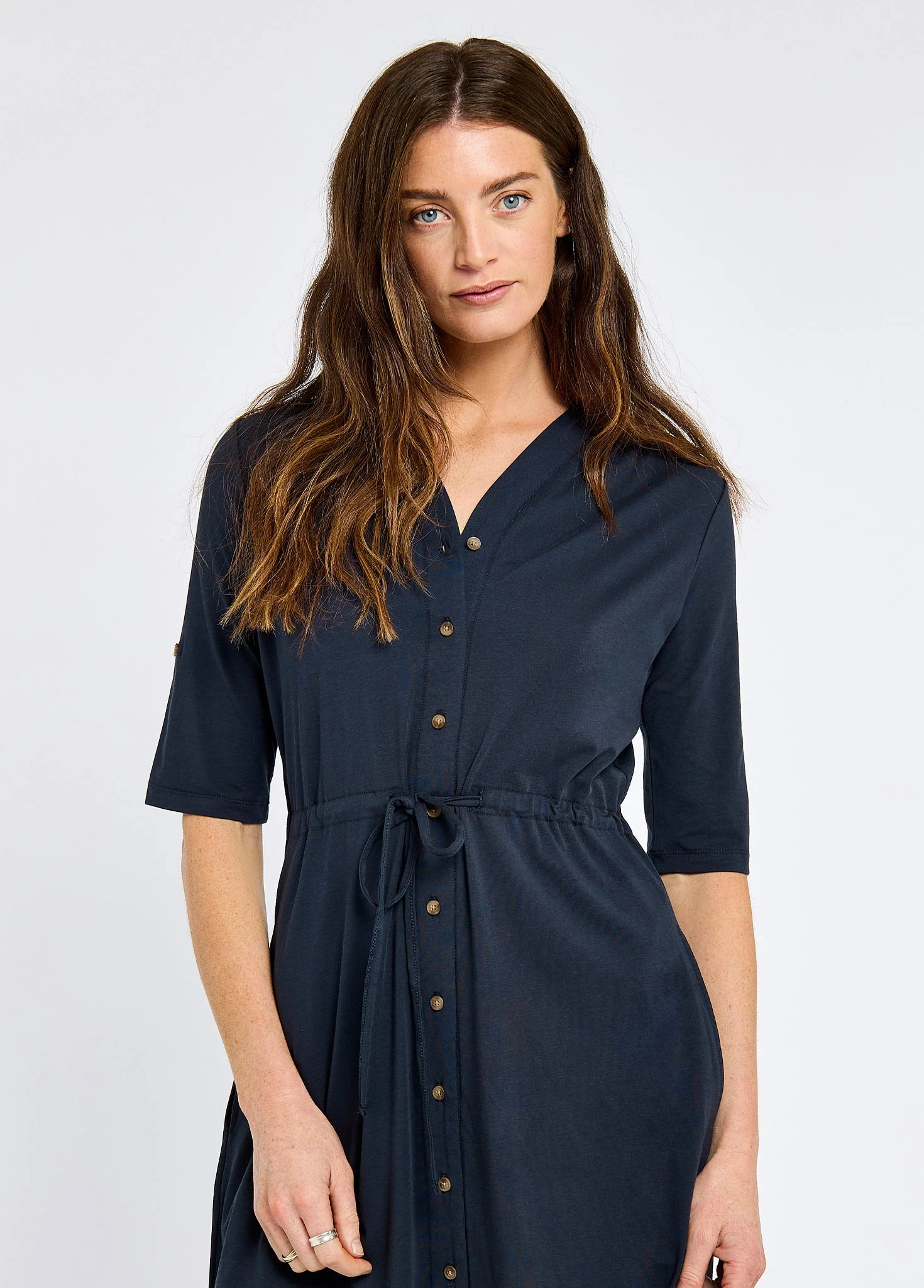 Hanlon Ladies' midi length shirt dress - Navy
