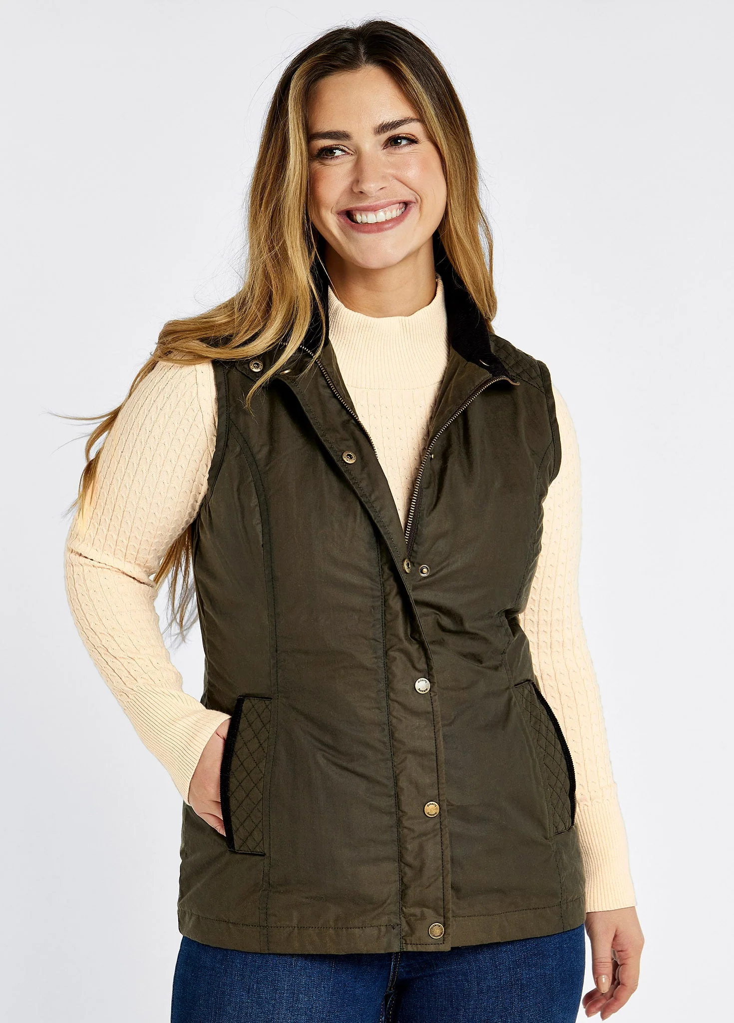 Pakenham Ladies' Waxed Cotton Vest - Pine - EU Size 38