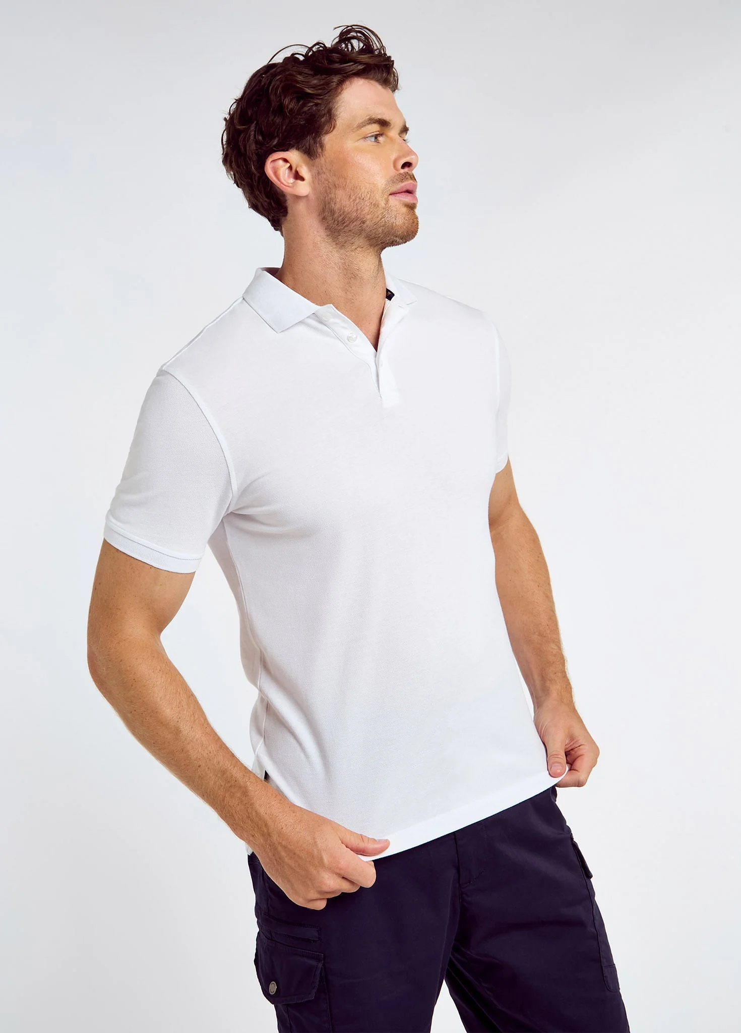 Jennings Men's cotton pique polo- White