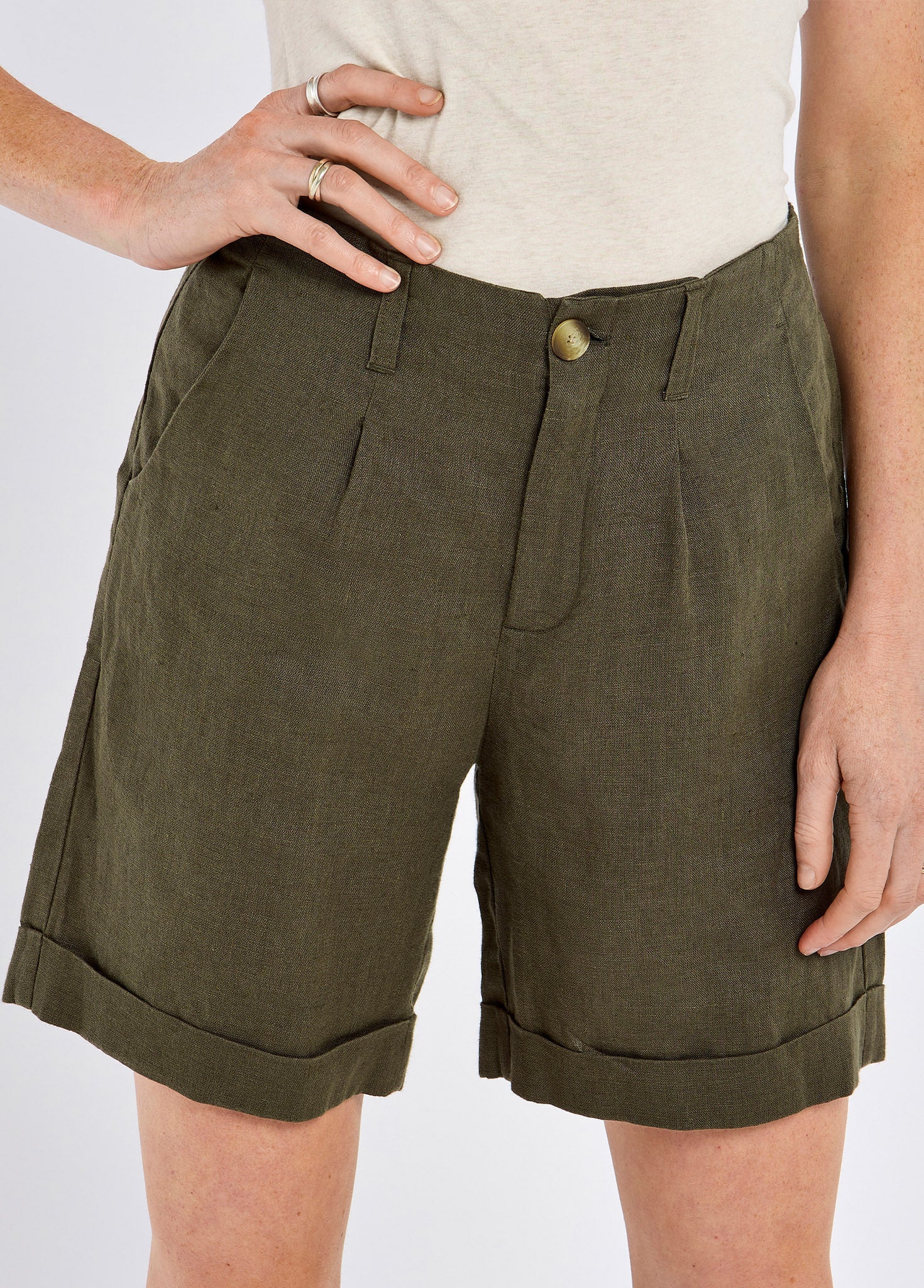 Maryland Ladies' linen shorts - Khaki