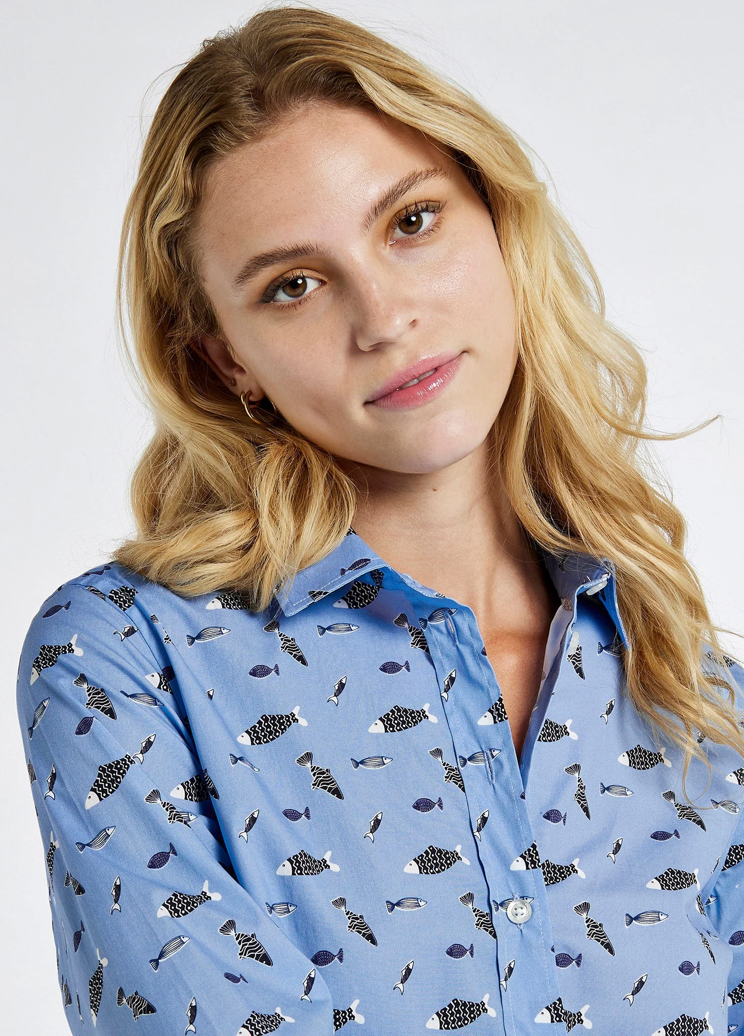 Cherryblossom Printed Shirt - Light Sky