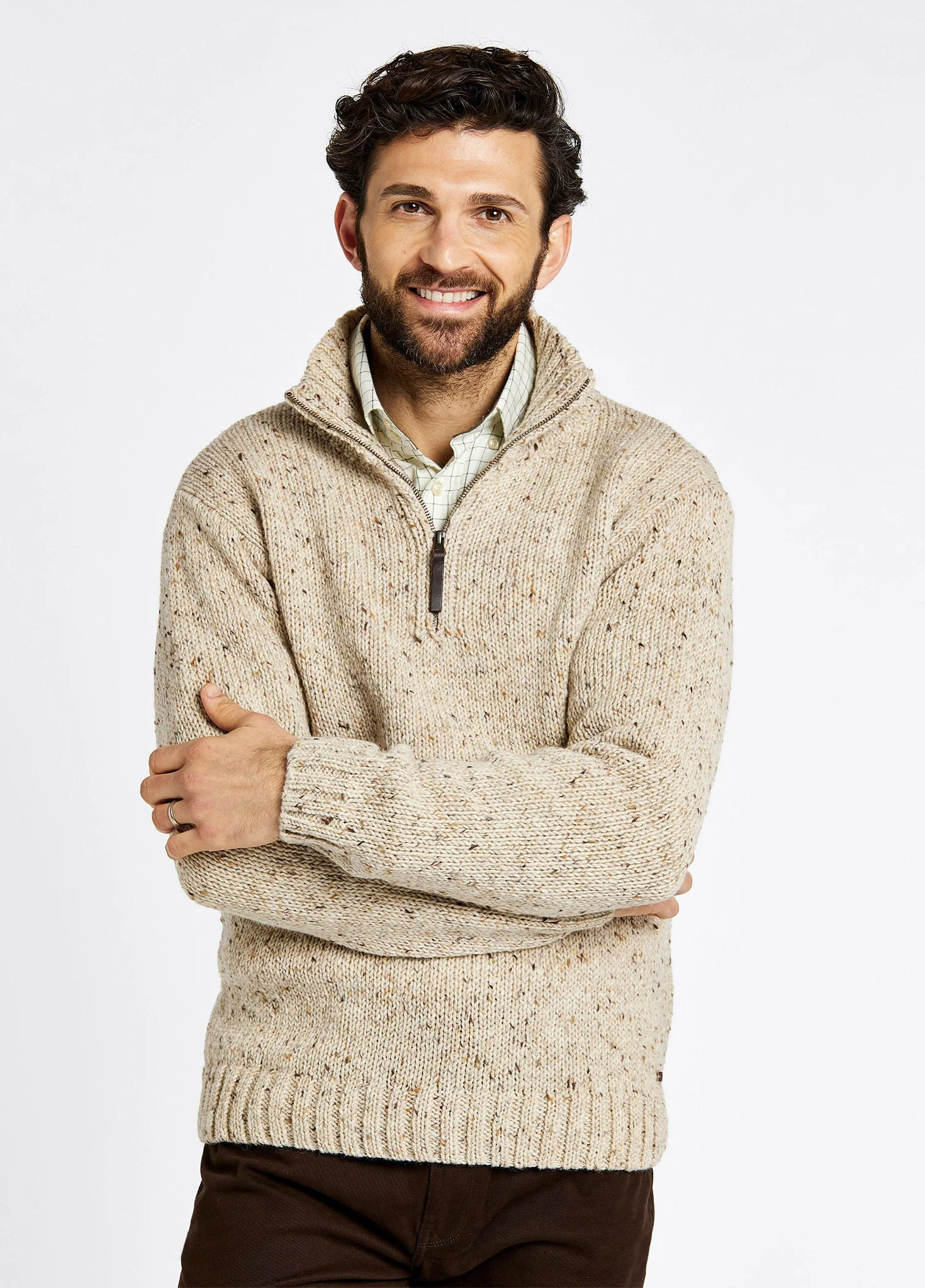 Callaghan Men's Irish Knit Donegal Sweater - Stone