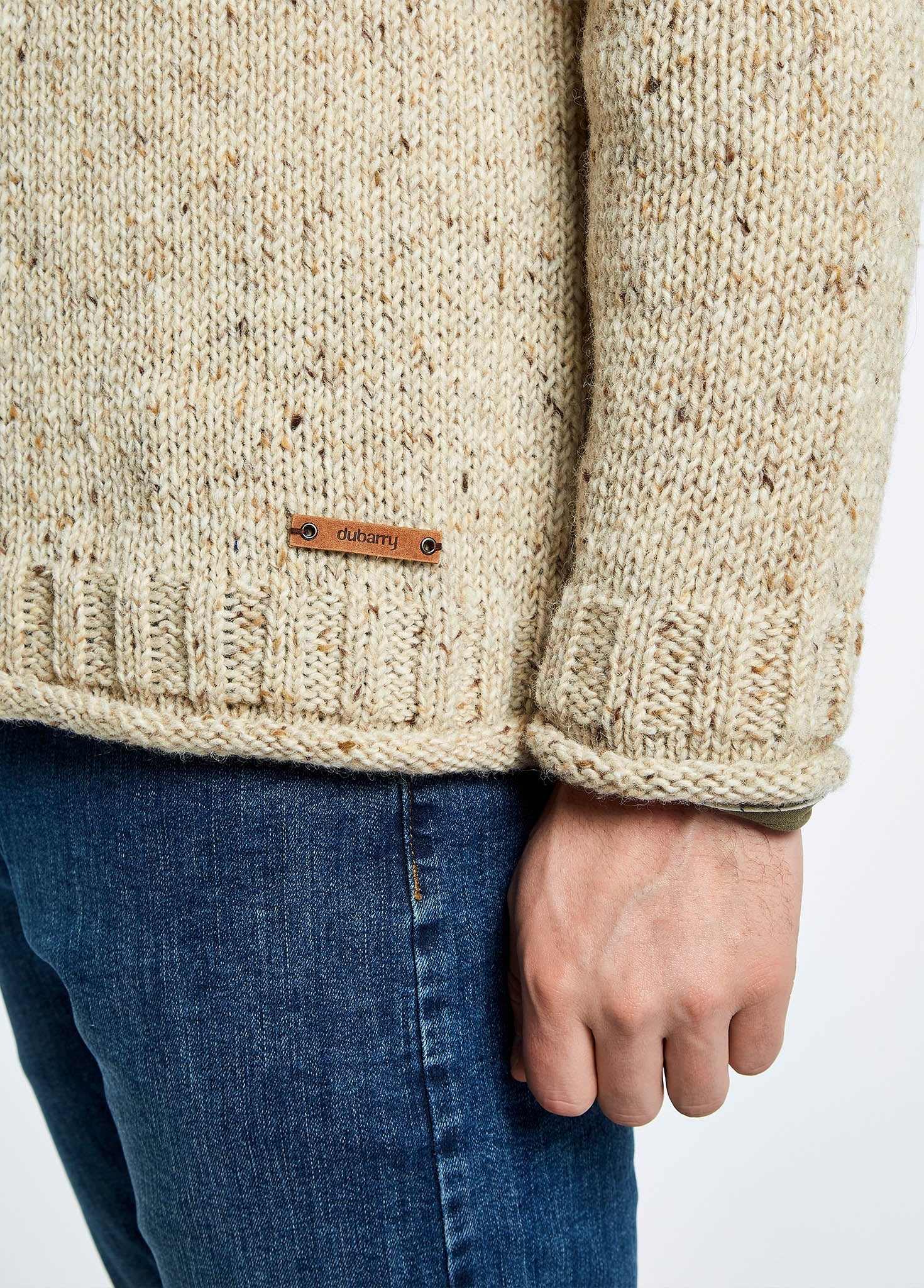 Taylor Men's Irish Knit Donegal Sweater - Stone