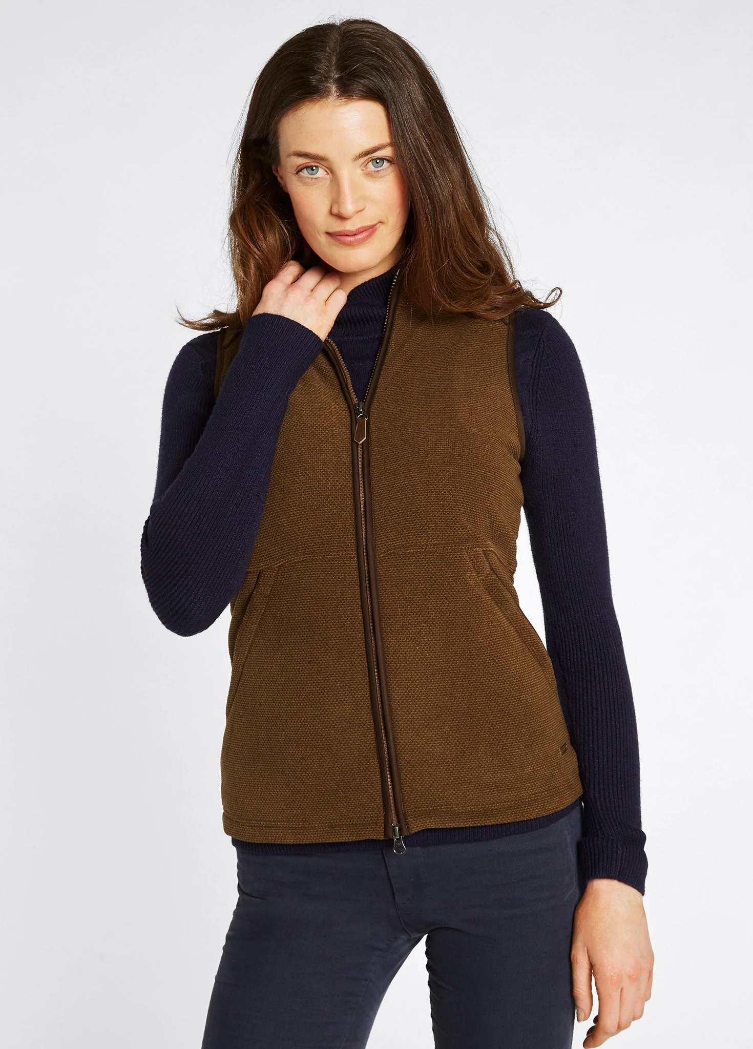 Carbury Ladies' Fleece Vest - Walnut