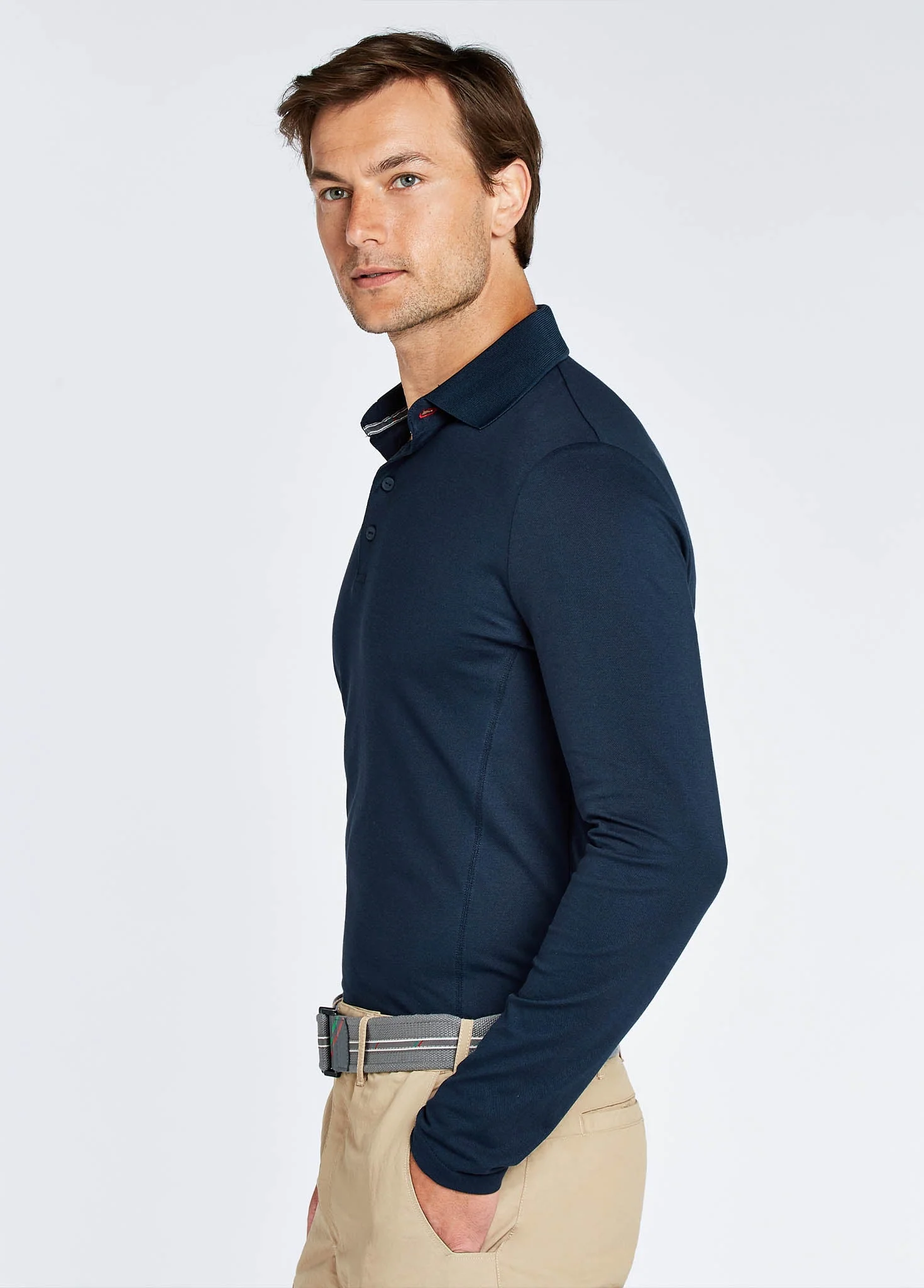 Freshford Mens Long-sleeved Polo - Navy