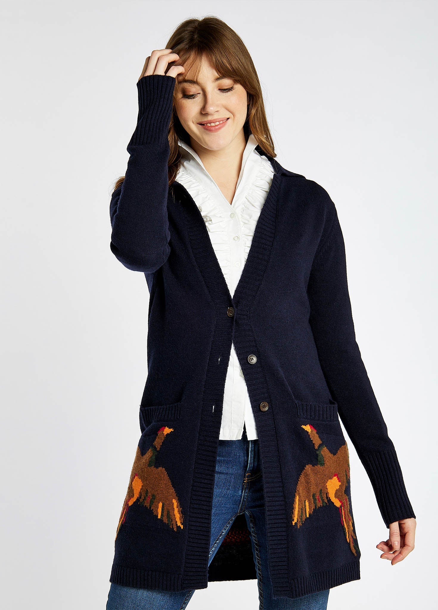 Dromore Pheasant Cardigan - Navy