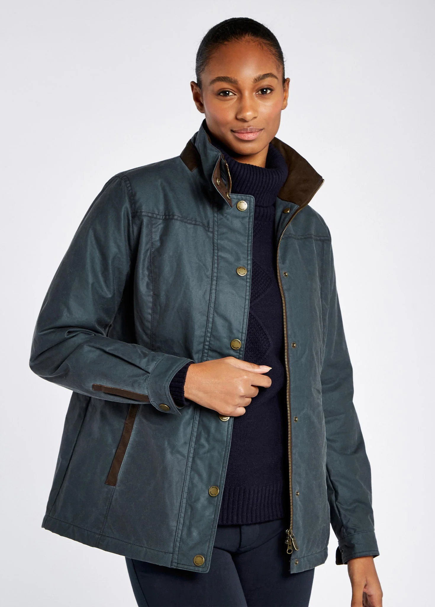 Mountrath Ladies Waxed Cotton Jacket - Dark Pebble