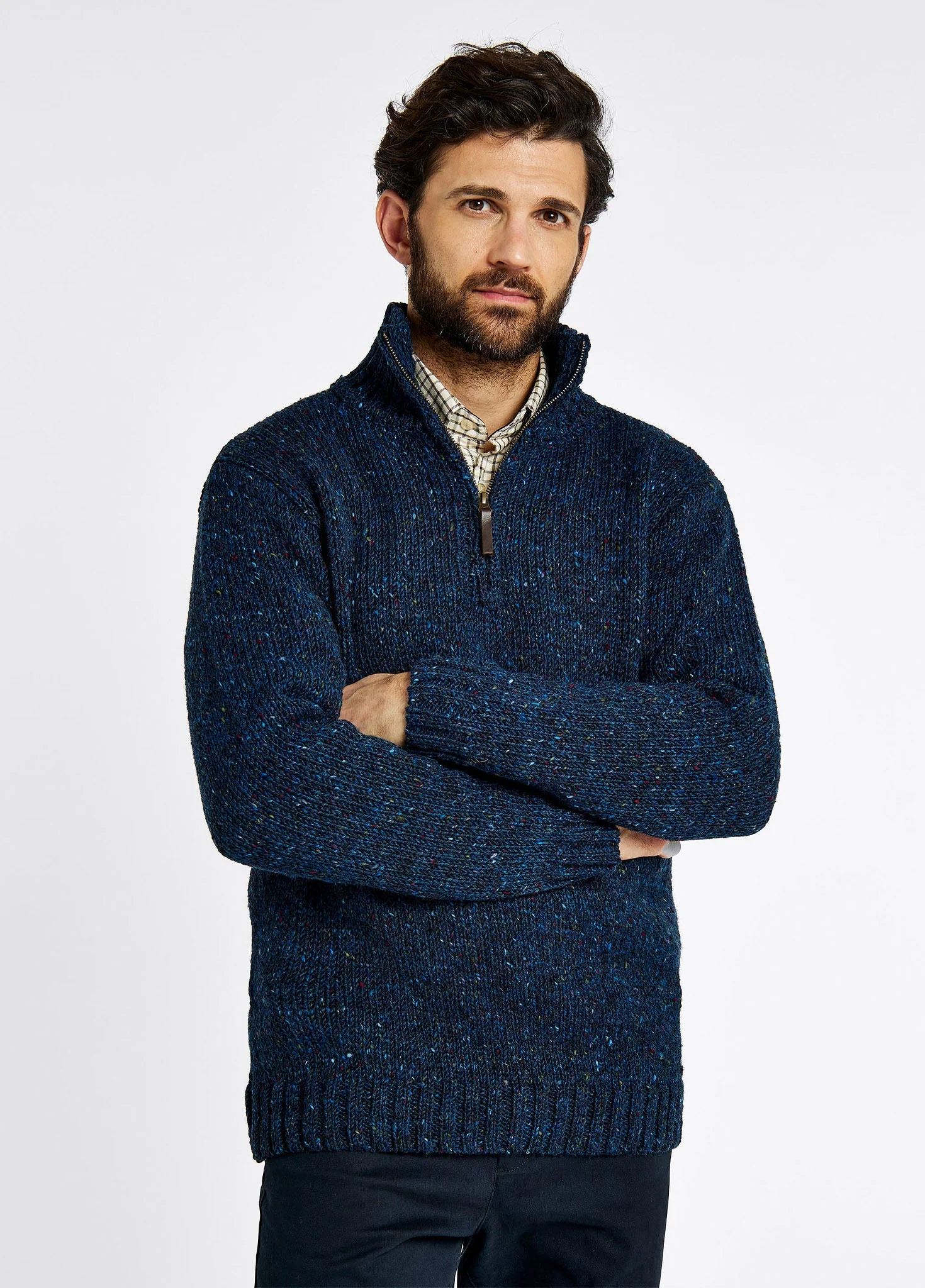 Callaghan Men's Irish Knit Donegal Sweater - Navy