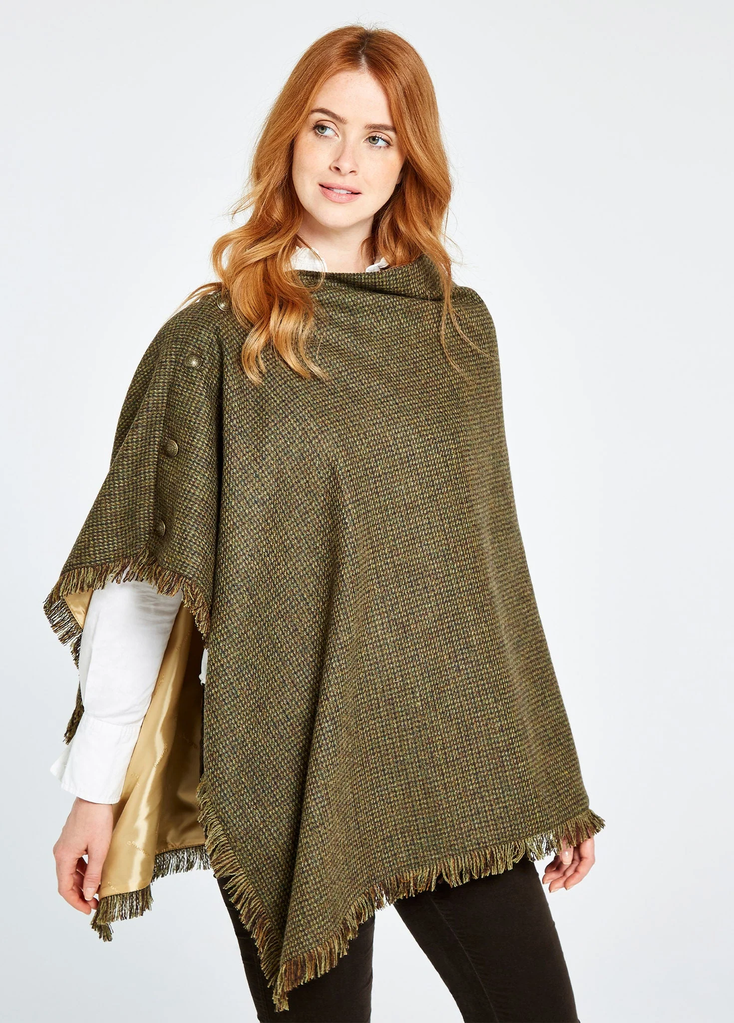 Hazelwood Tweed Poncho - Heath