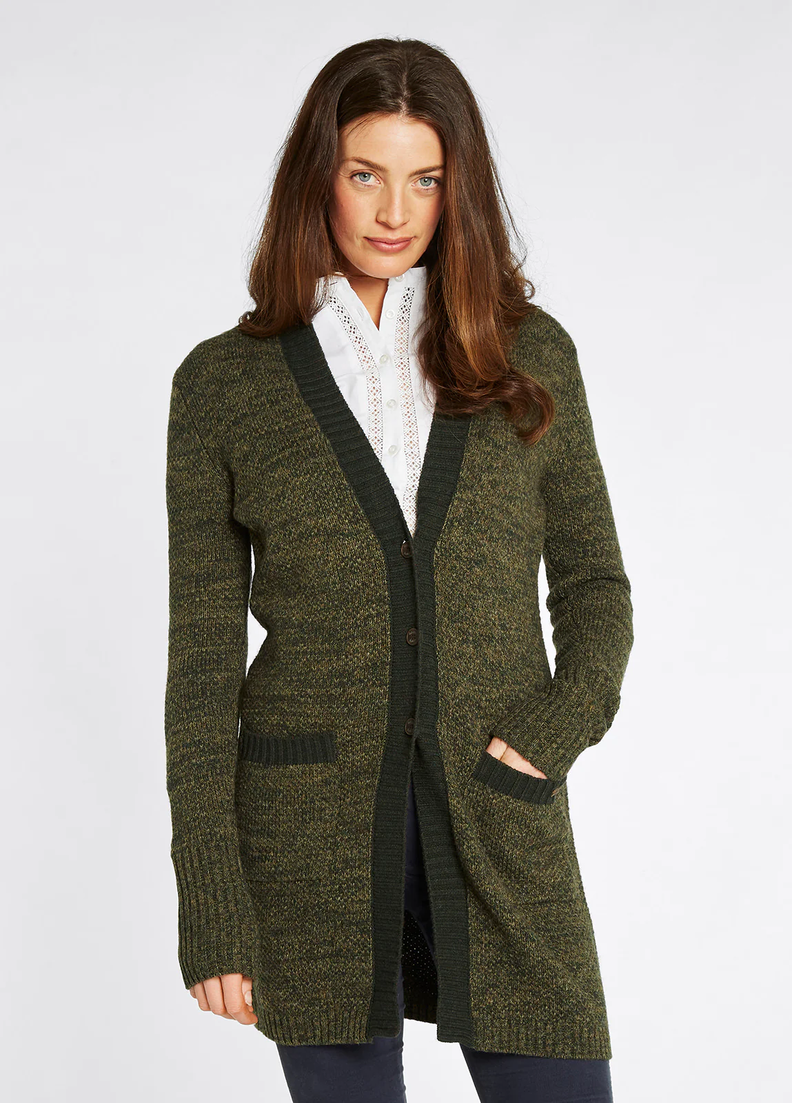 Hanley Ladies' Long Knit Cardigan - Olive