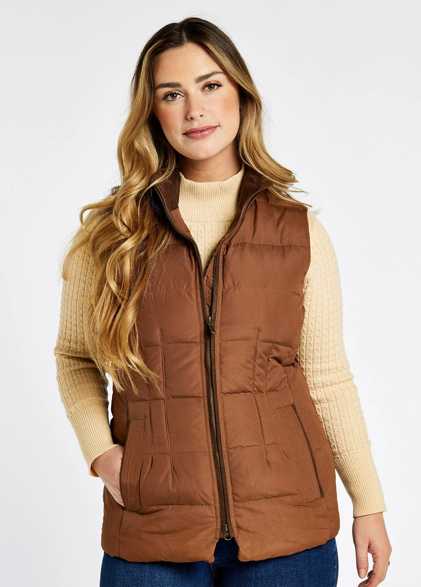Spiddal Ladies' Quilted Vest - Walnut