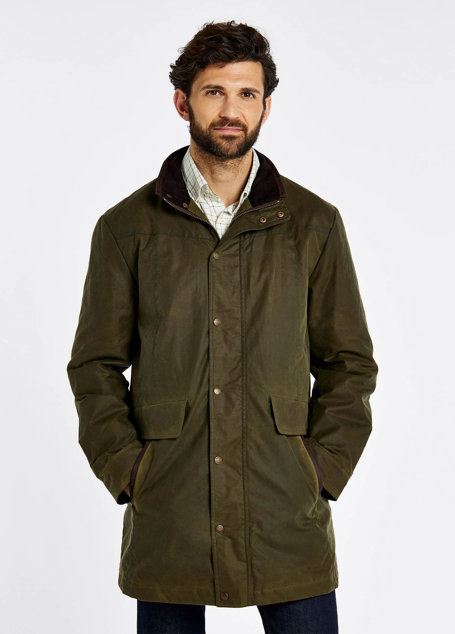 Chalkhill Men's Long Waxed Jacket - Fennel