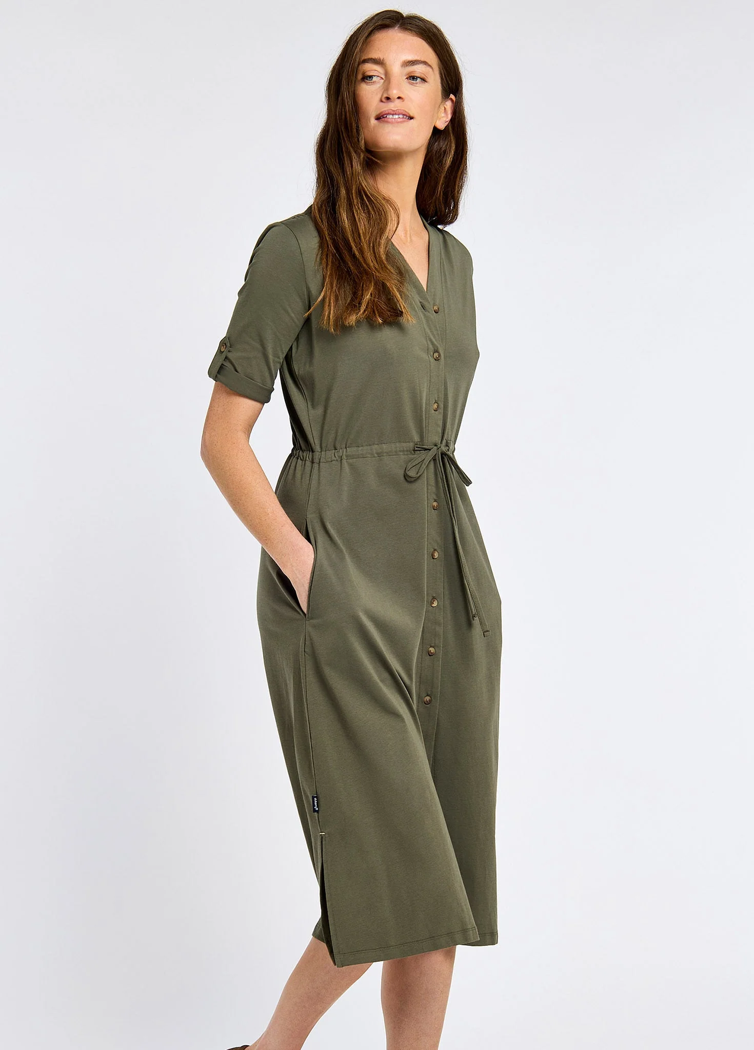 Hanlon Ladies' midi length shirt dress - Kelp