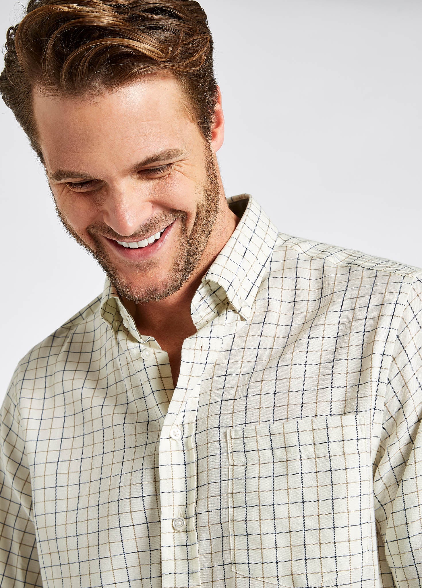 Hollymount Men's Check Shirt - Cream