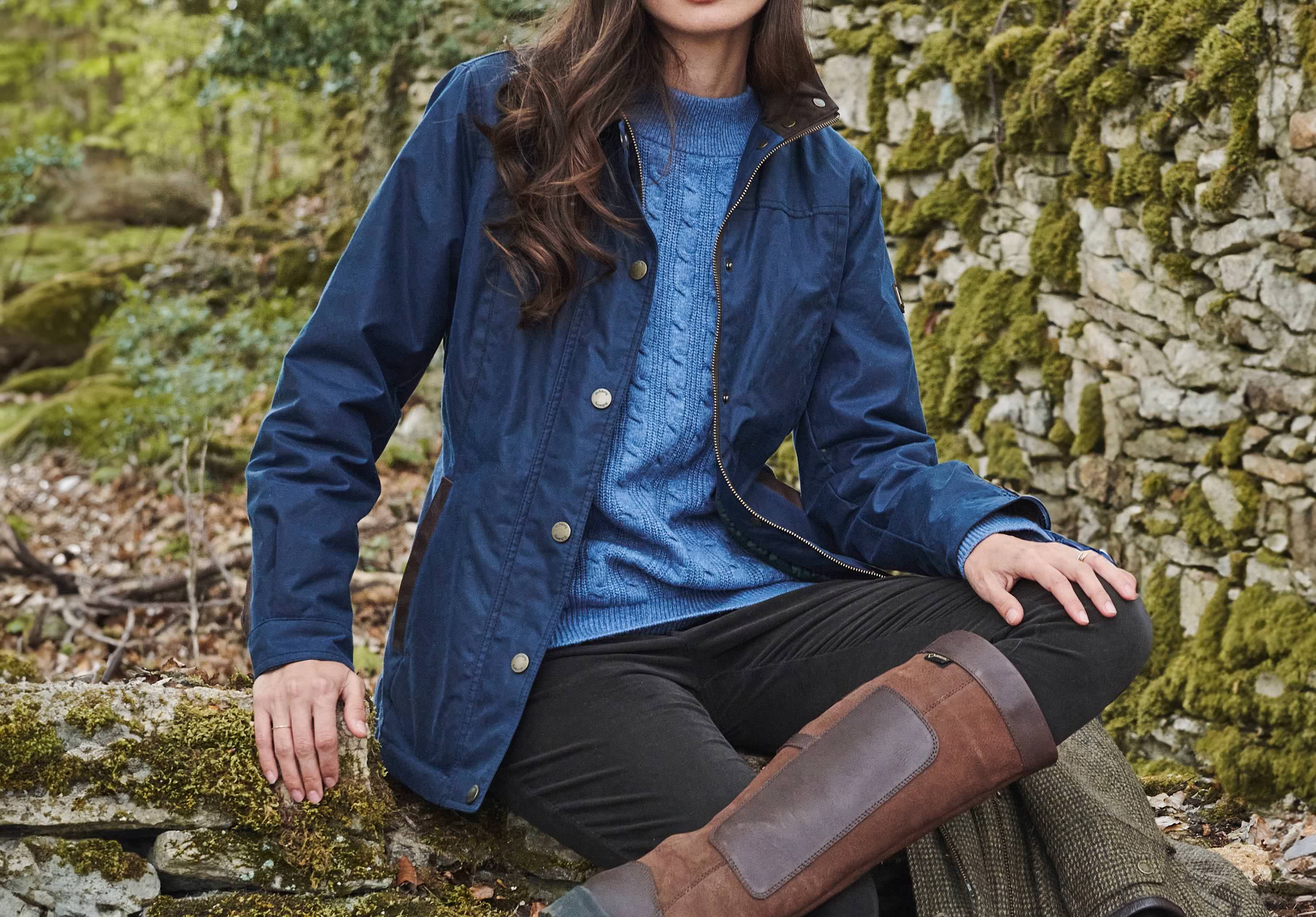 Mountrath Ladies Waxed Cotton Jacket - Ocean Blue